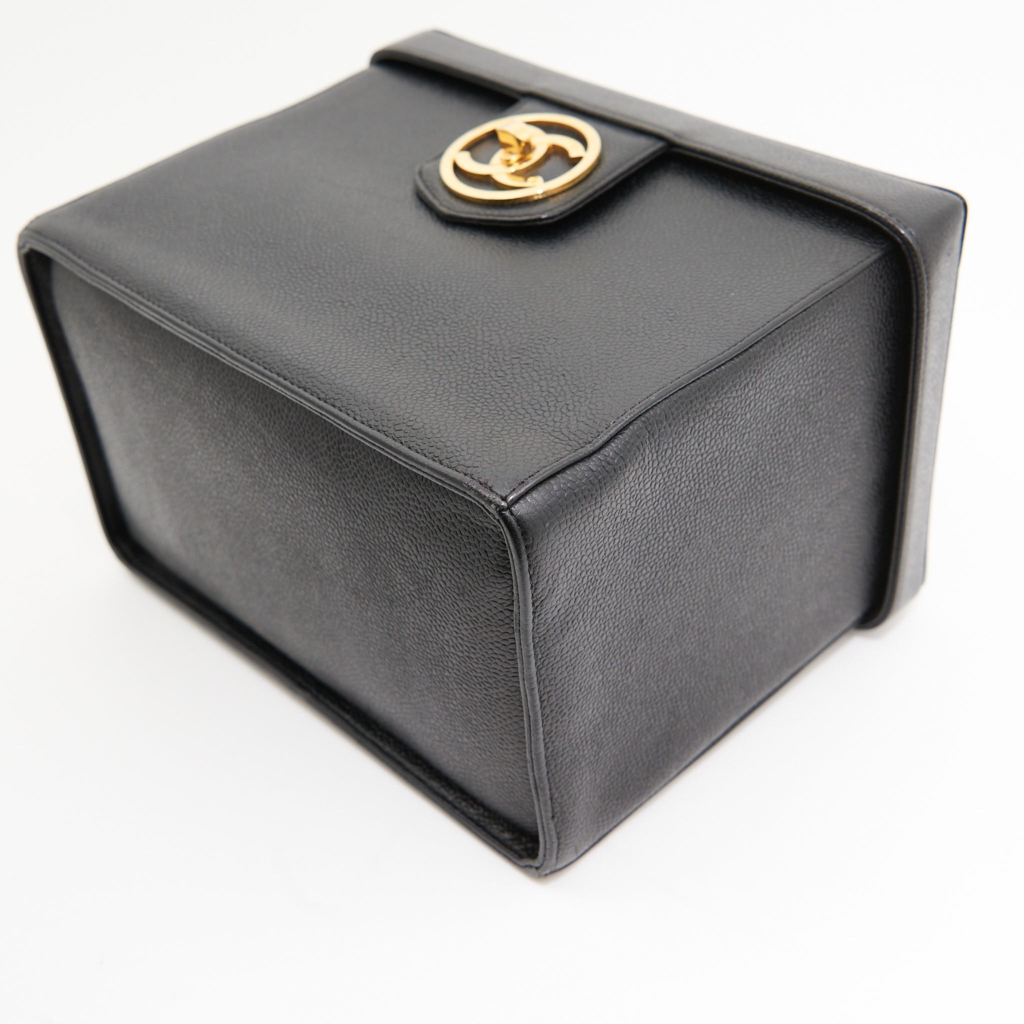 Chanel Vintage Caviar Cosmetic Pouch in Black GHW