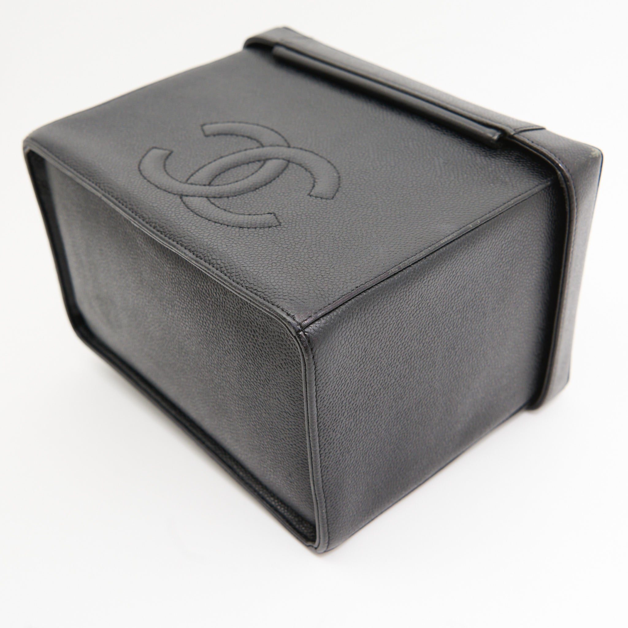 Chanel Vintage Caviar Cosmetic Pouch in Black GHW