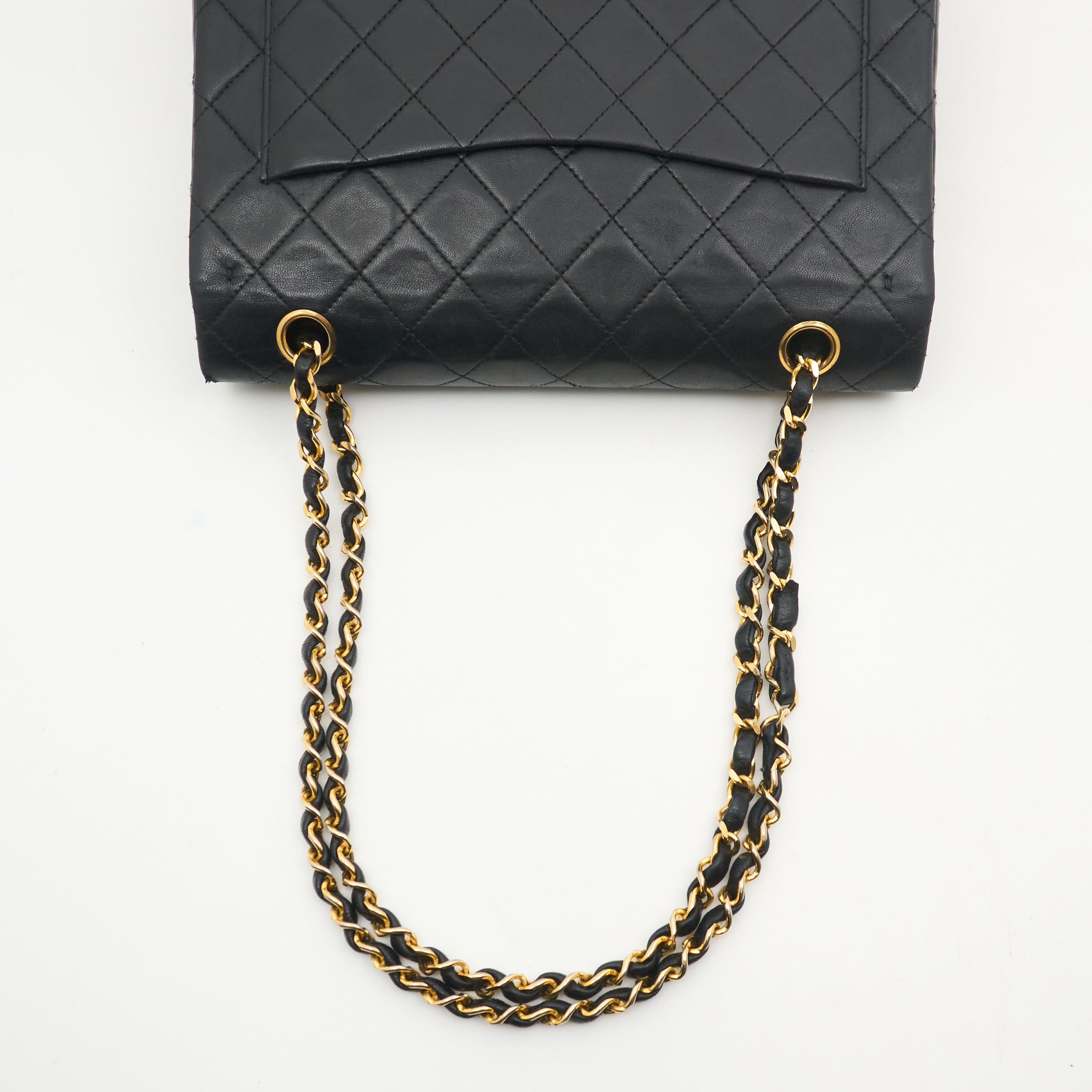Chanel Vintage Square Double Flap Bag Lambskin Black GHW