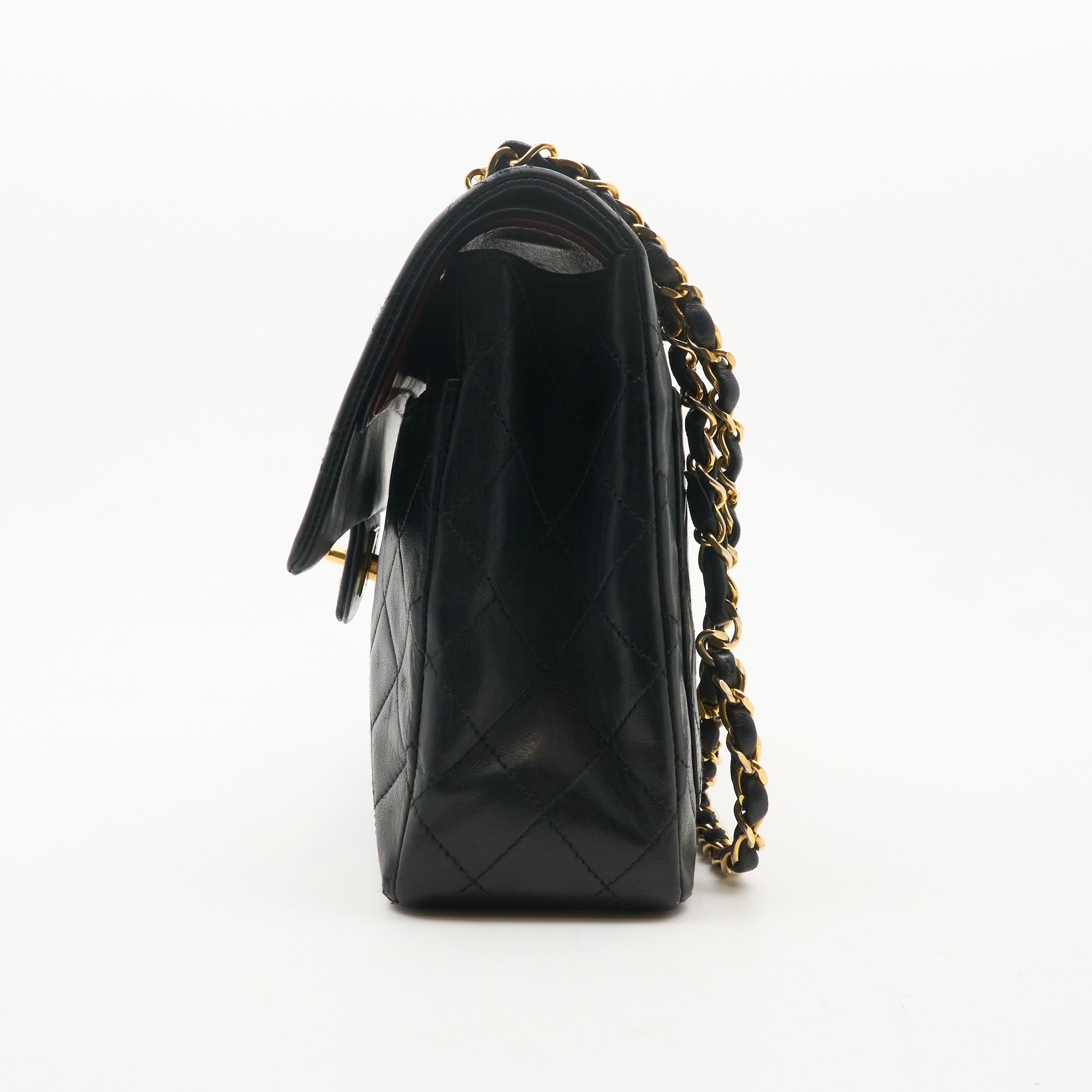 Chanel Vintage Square Double Flap Bag Lambskin Black GHW