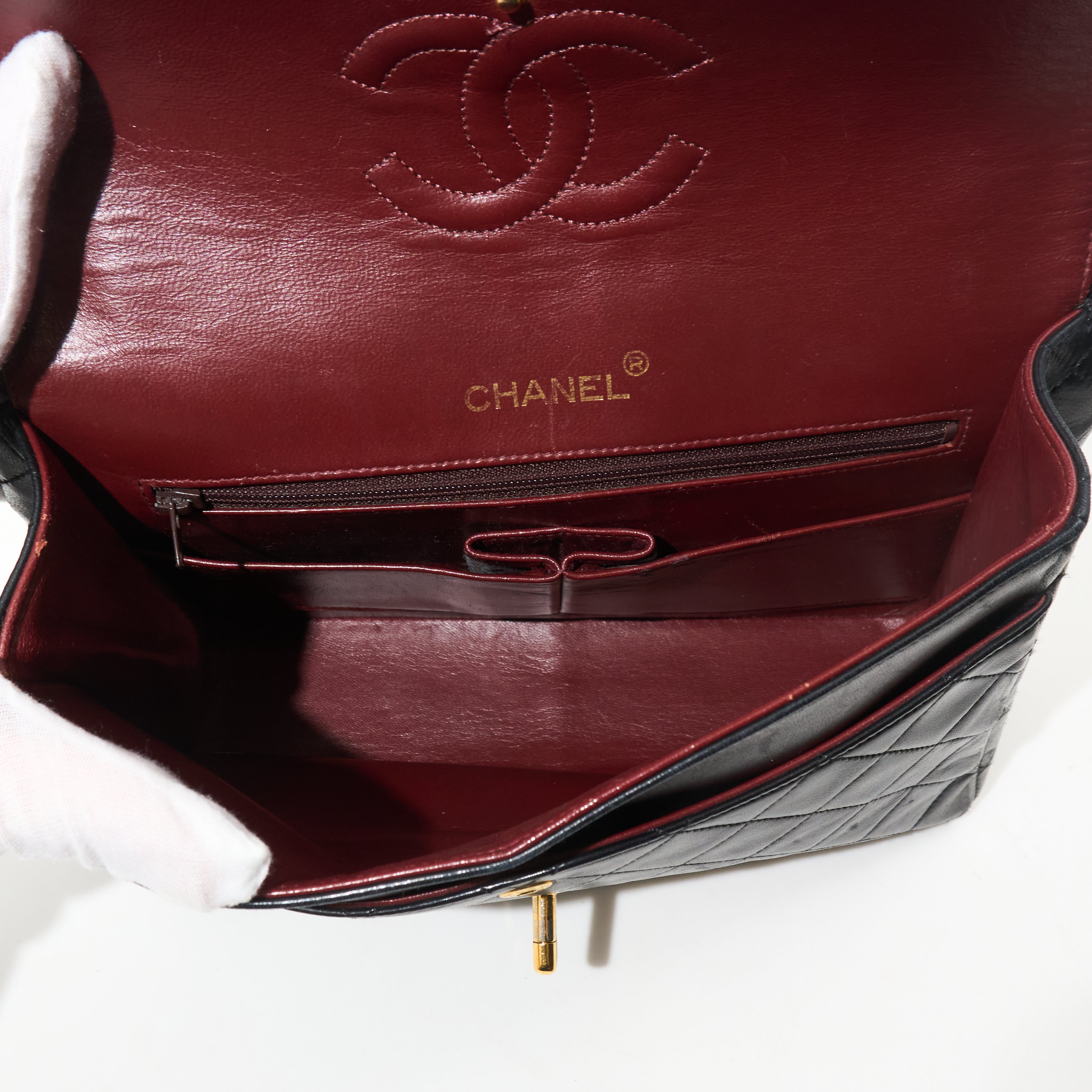 Chanel Vintage Square Double Flap Bag Lambskin Black GHW