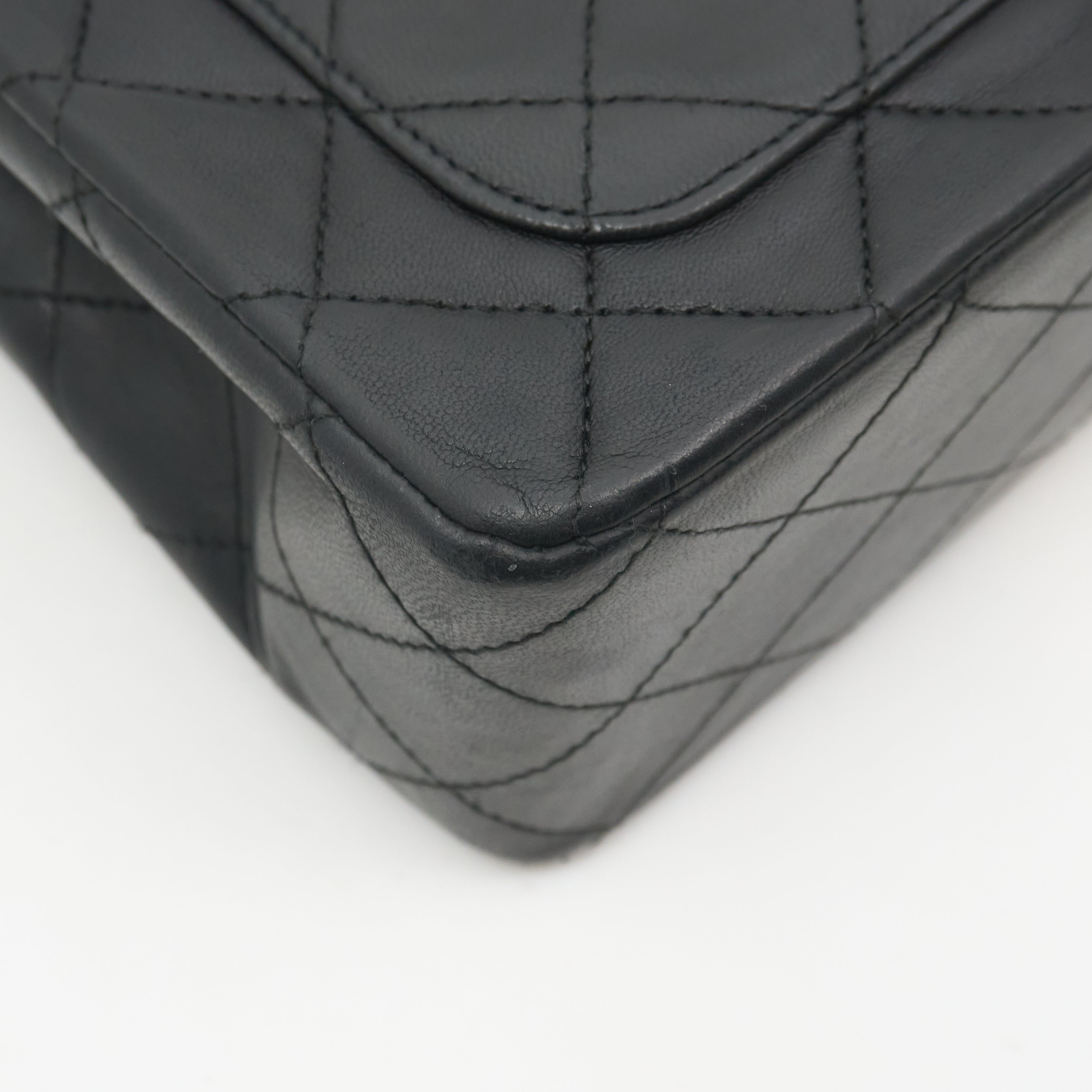 Chanel Vintage Square Double Flap Bag Lambskin Black GHW