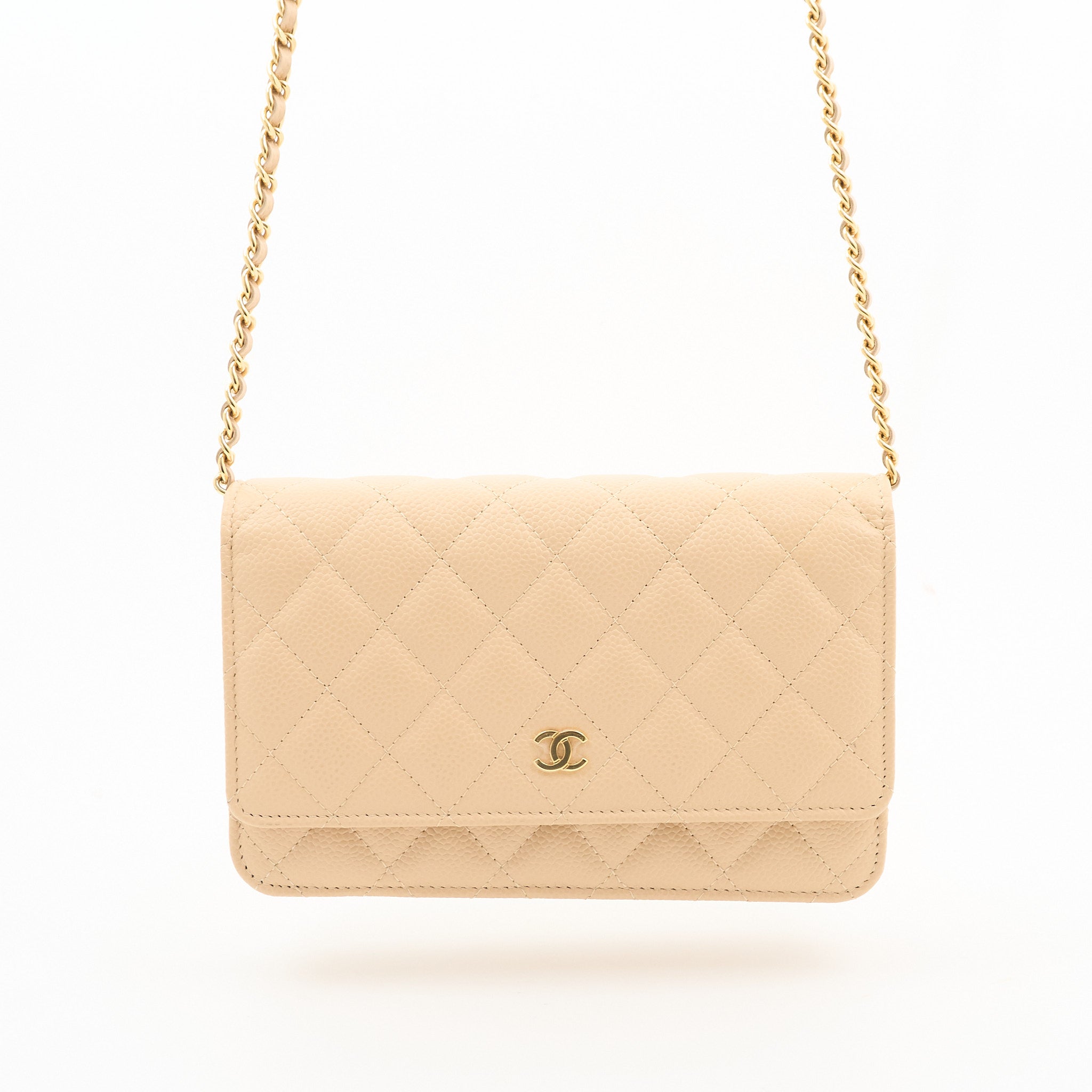 Chanel Wallet On Chain Beige Caviar WOC GHW