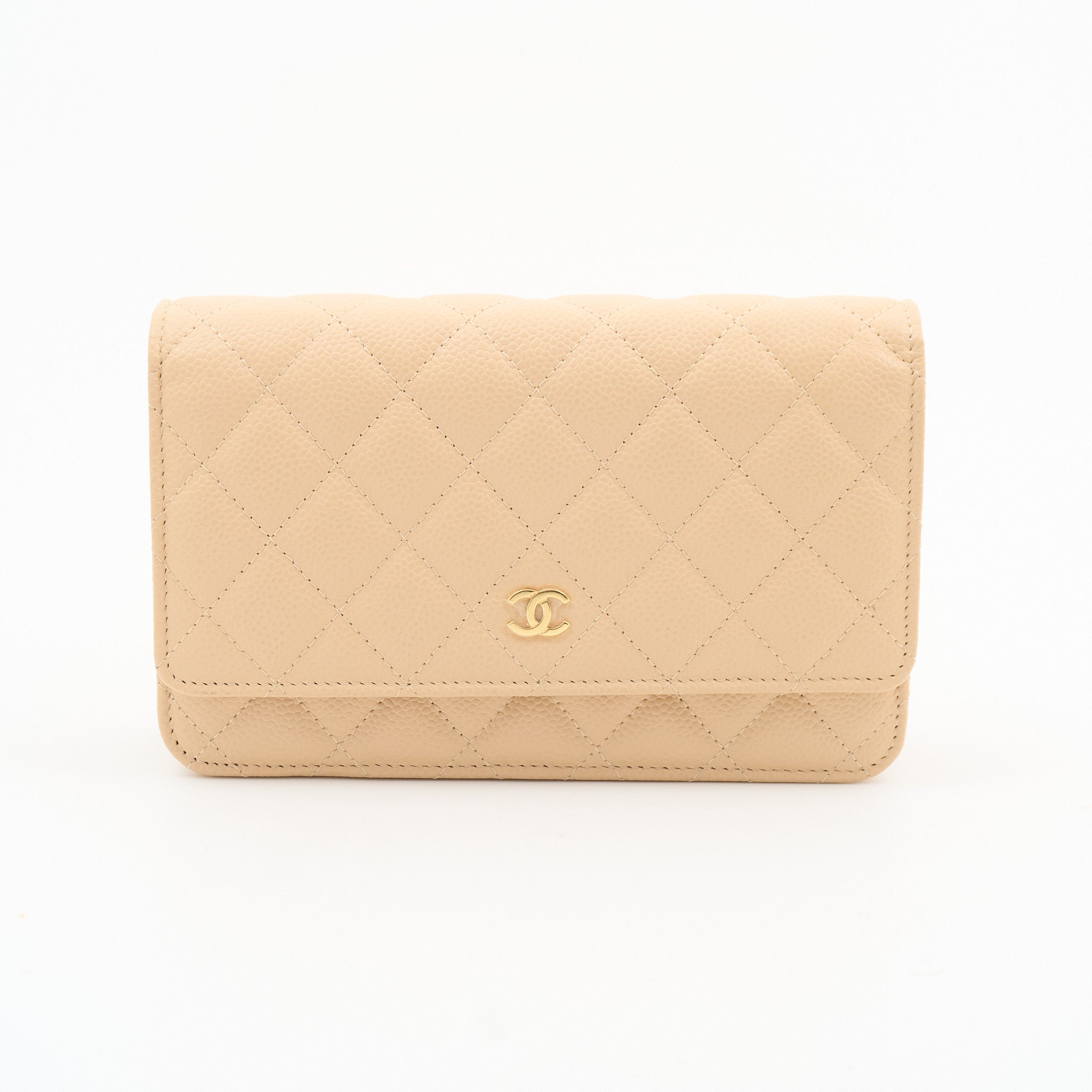 Chanel Wallet On Chain Beige Caviar WOC GHW