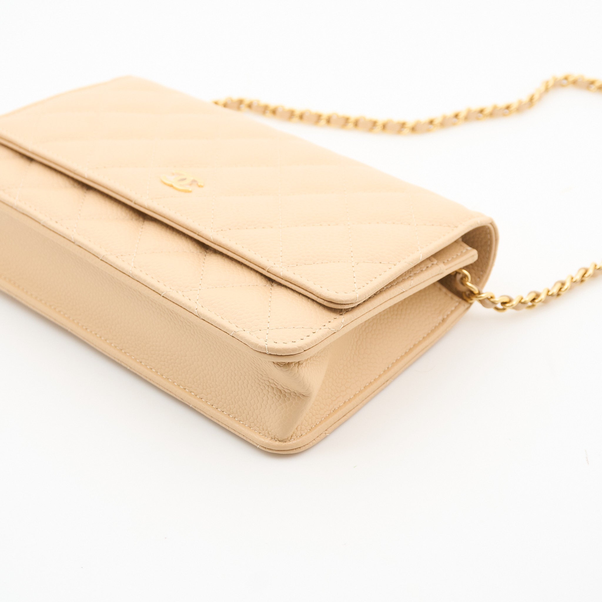 Chanel Wallet On Chain Beige Caviar WOC GHW