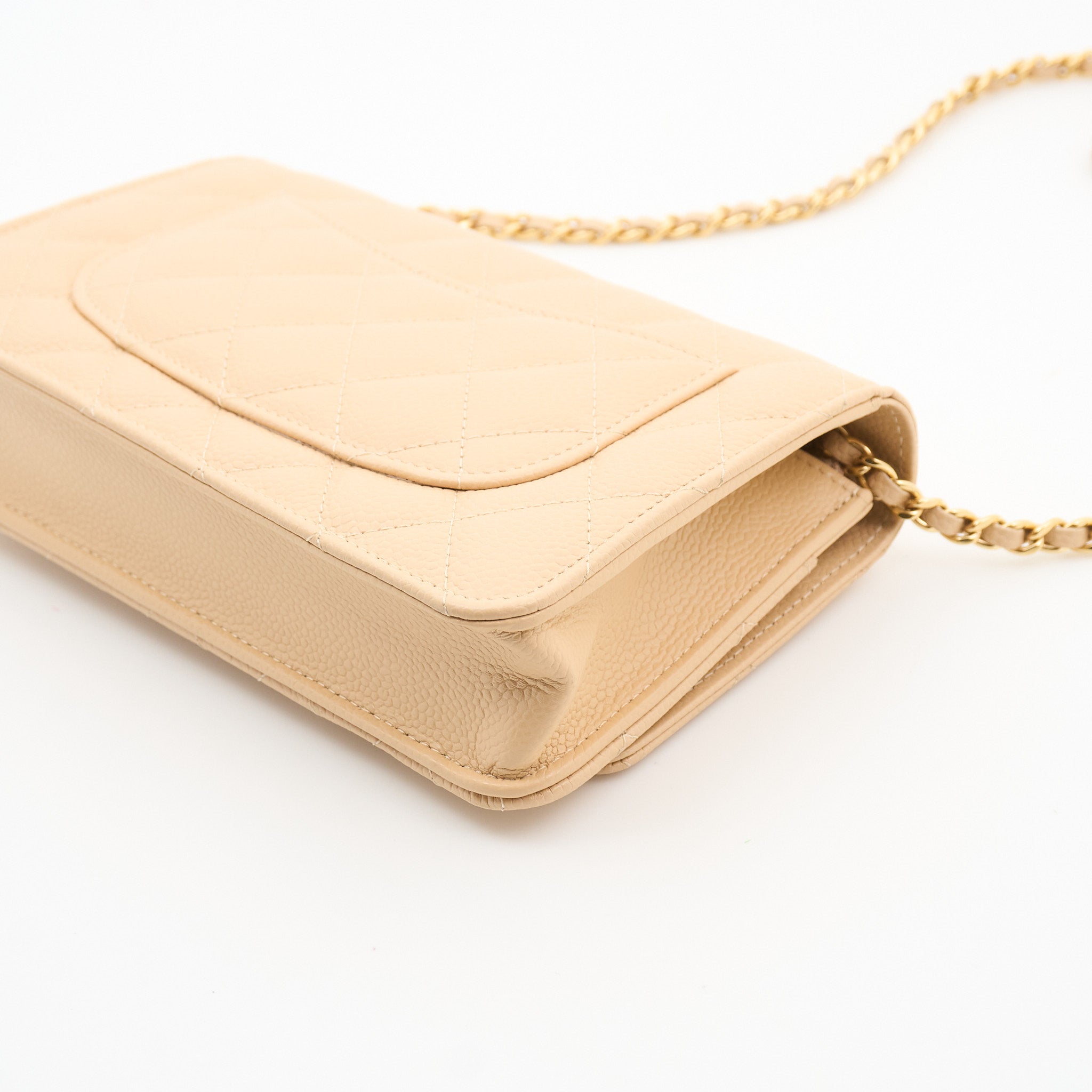 Chanel Wallet On Chain Beige Caviar WOC GHW
