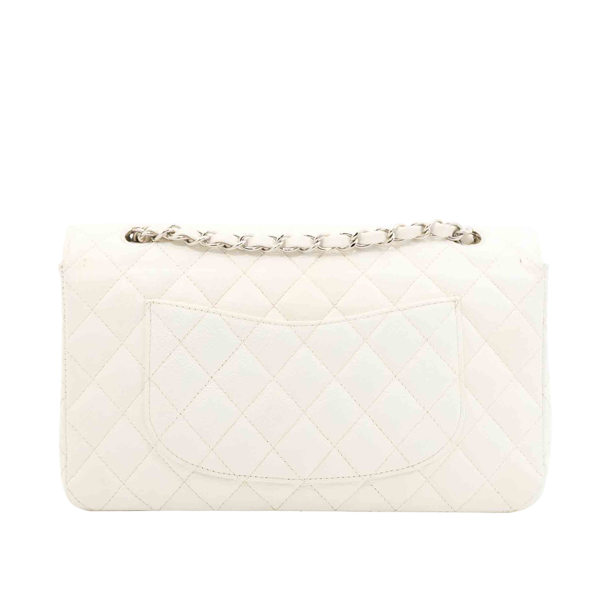 Chanel Classic Double Flap White Caviar Bag SHW