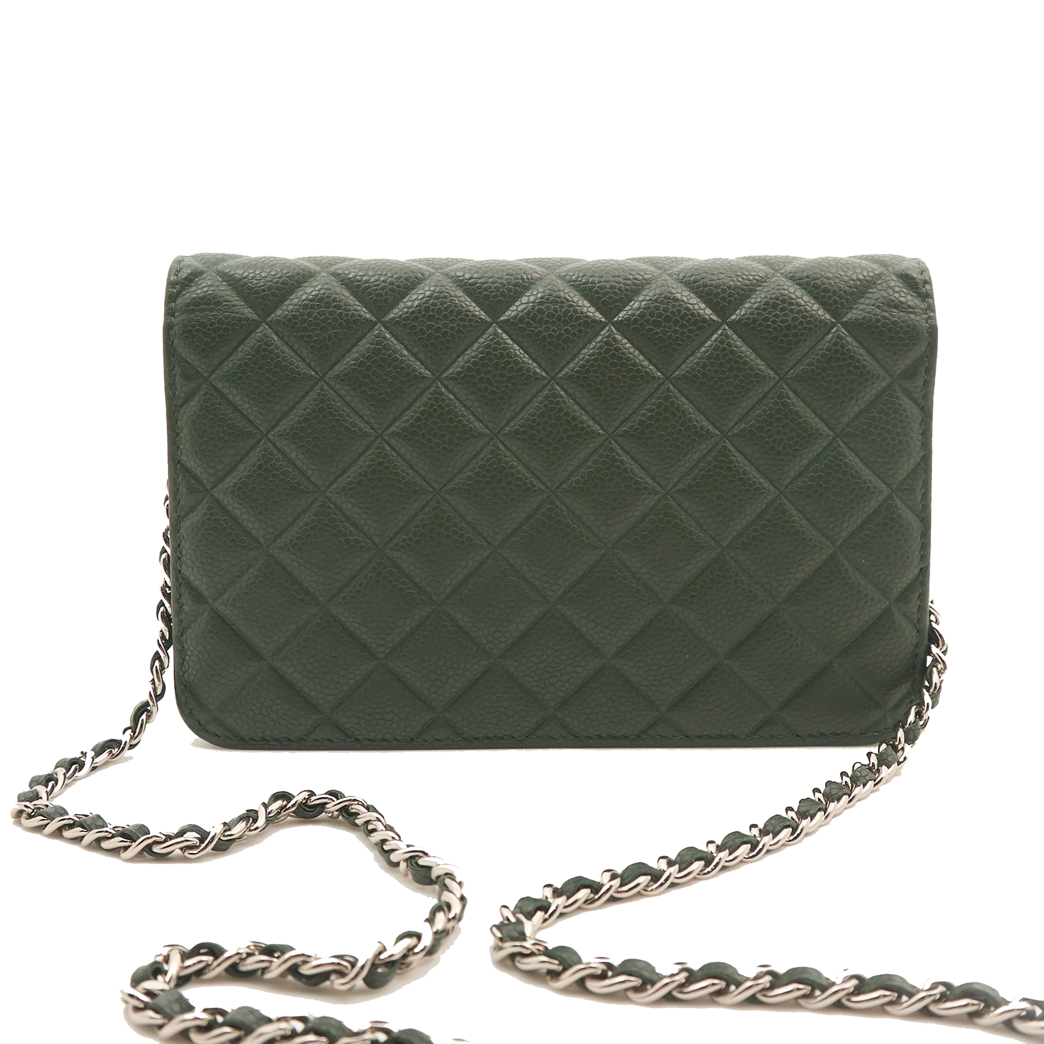 Chanel Forest Green Caviar Wallet On Chain WOC SHW