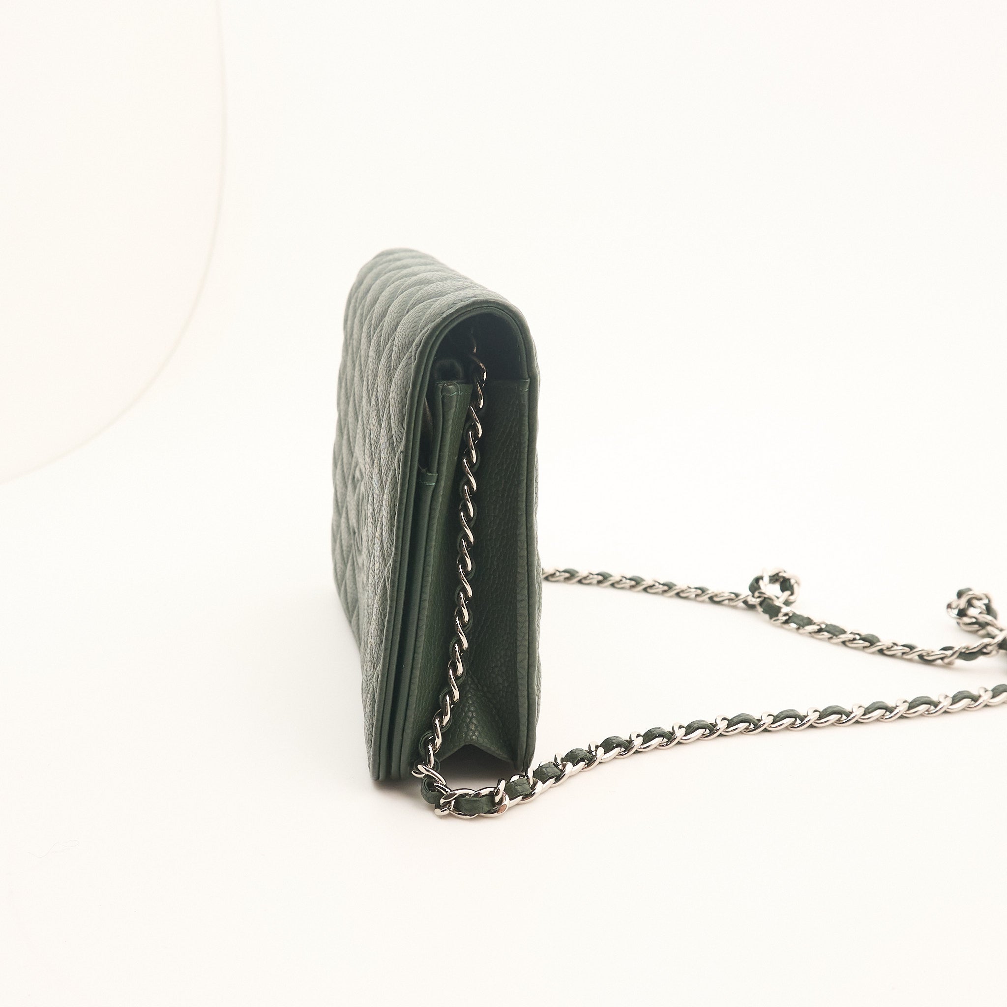 Chanel Forest Green Caviar Wallet On Chain WOC SHW