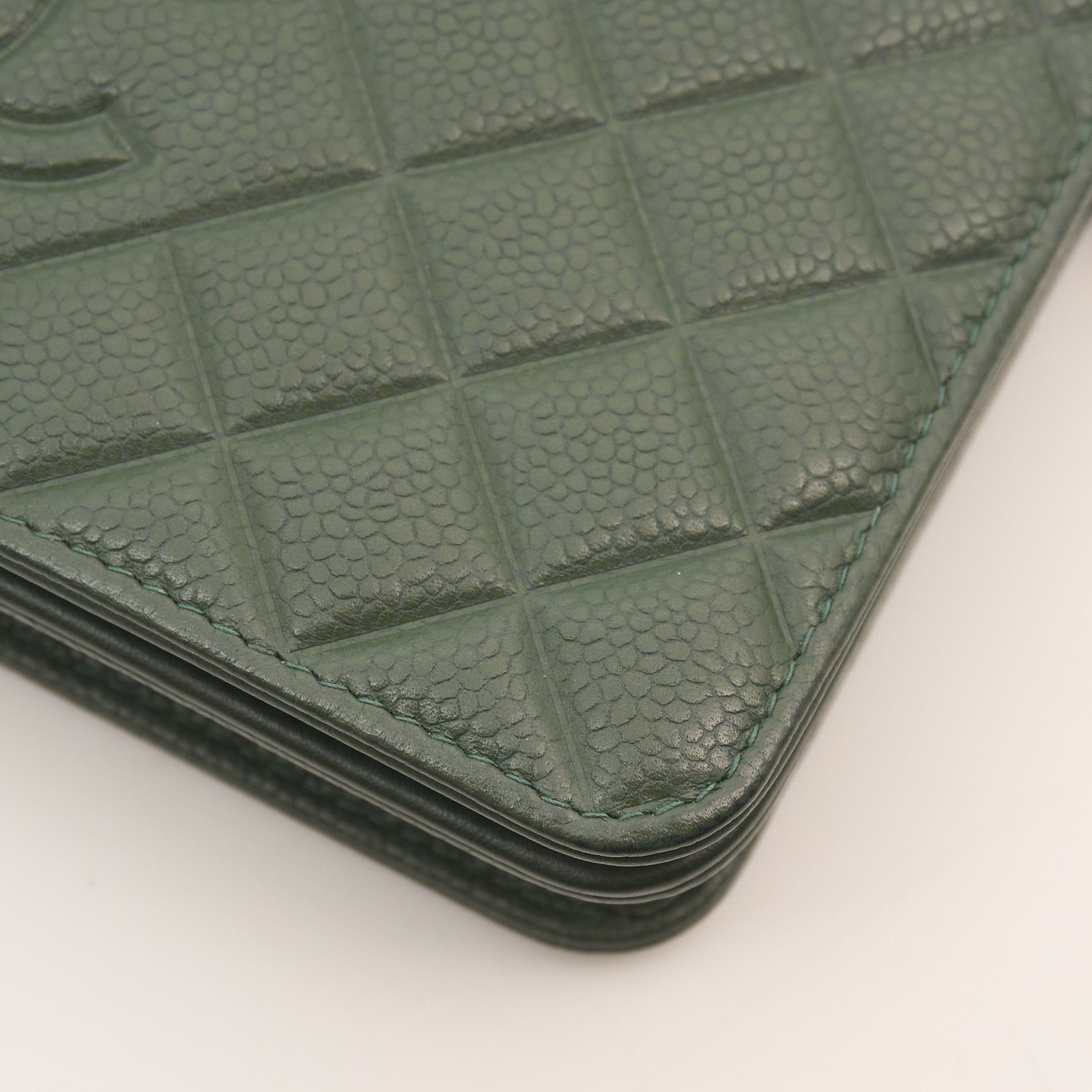 Chanel Forest Green Caviar Wallet On Chain WOC SHW