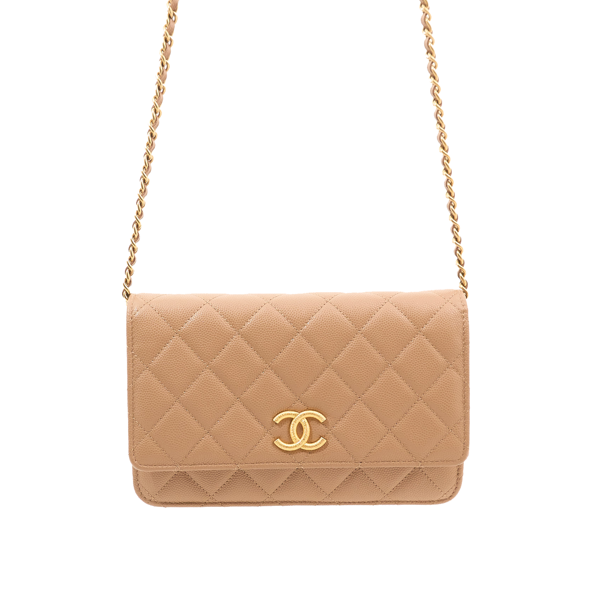 Chanel Tan Caviar Wallet On Chain WOC Bag GHW