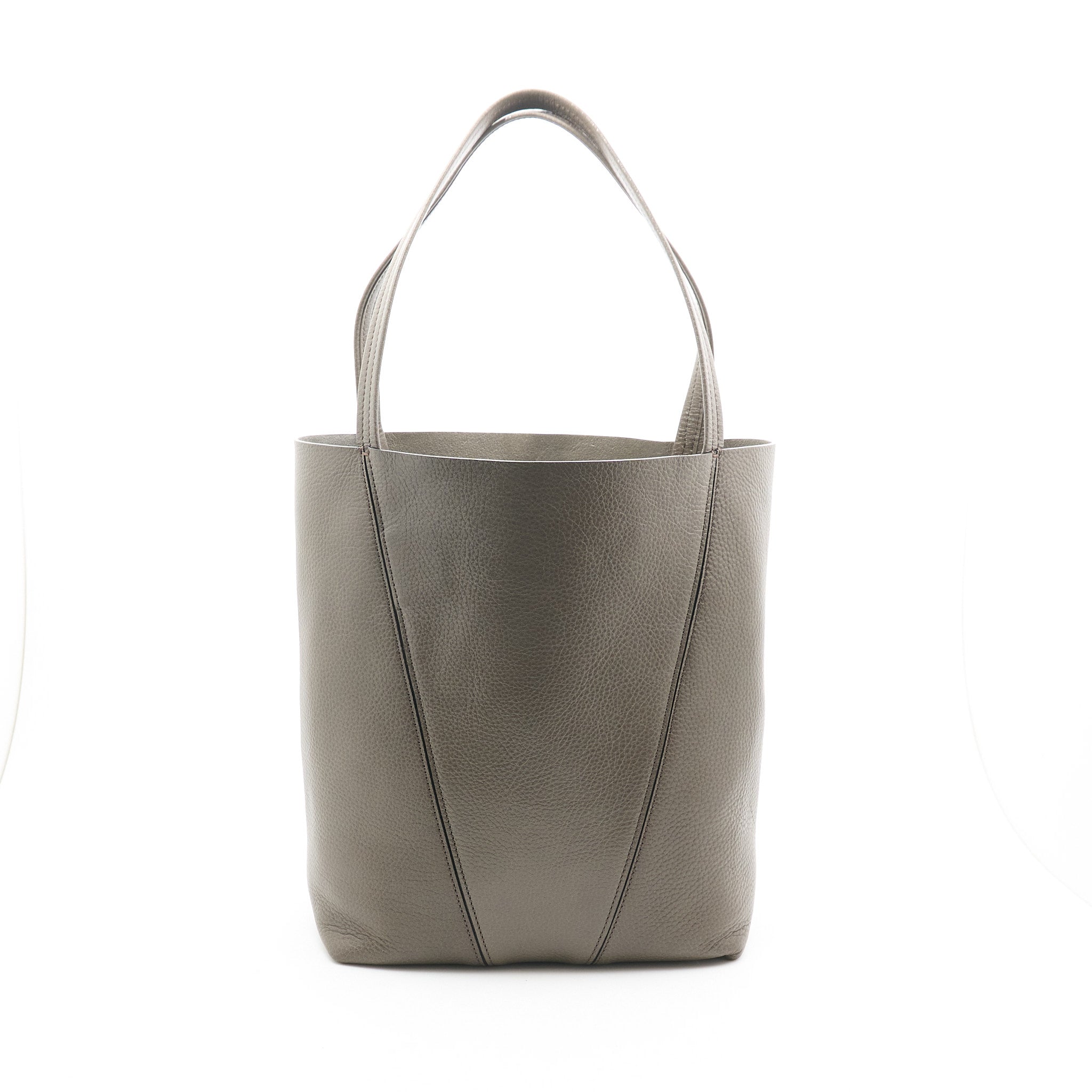Chloe Spin Tote Bag In Taupe Grey Leather