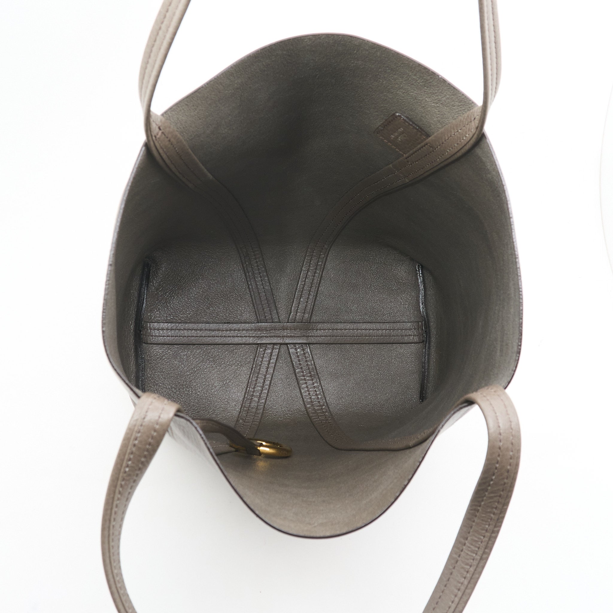 Chloe Spin Tote Bag In Taupe Grey Leather