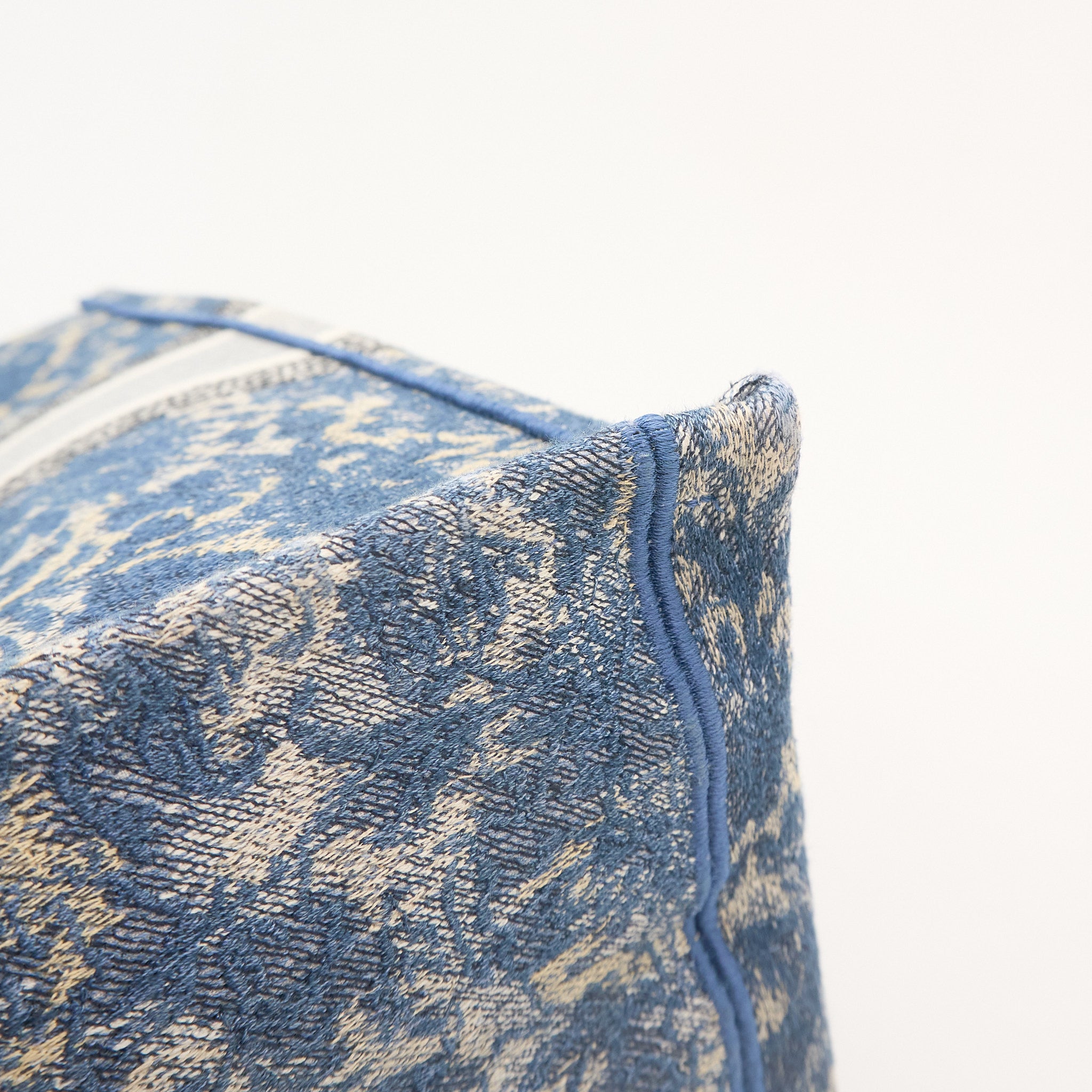 Christian Dior Canvas Embroidered Large Brocart Book Tote Blue