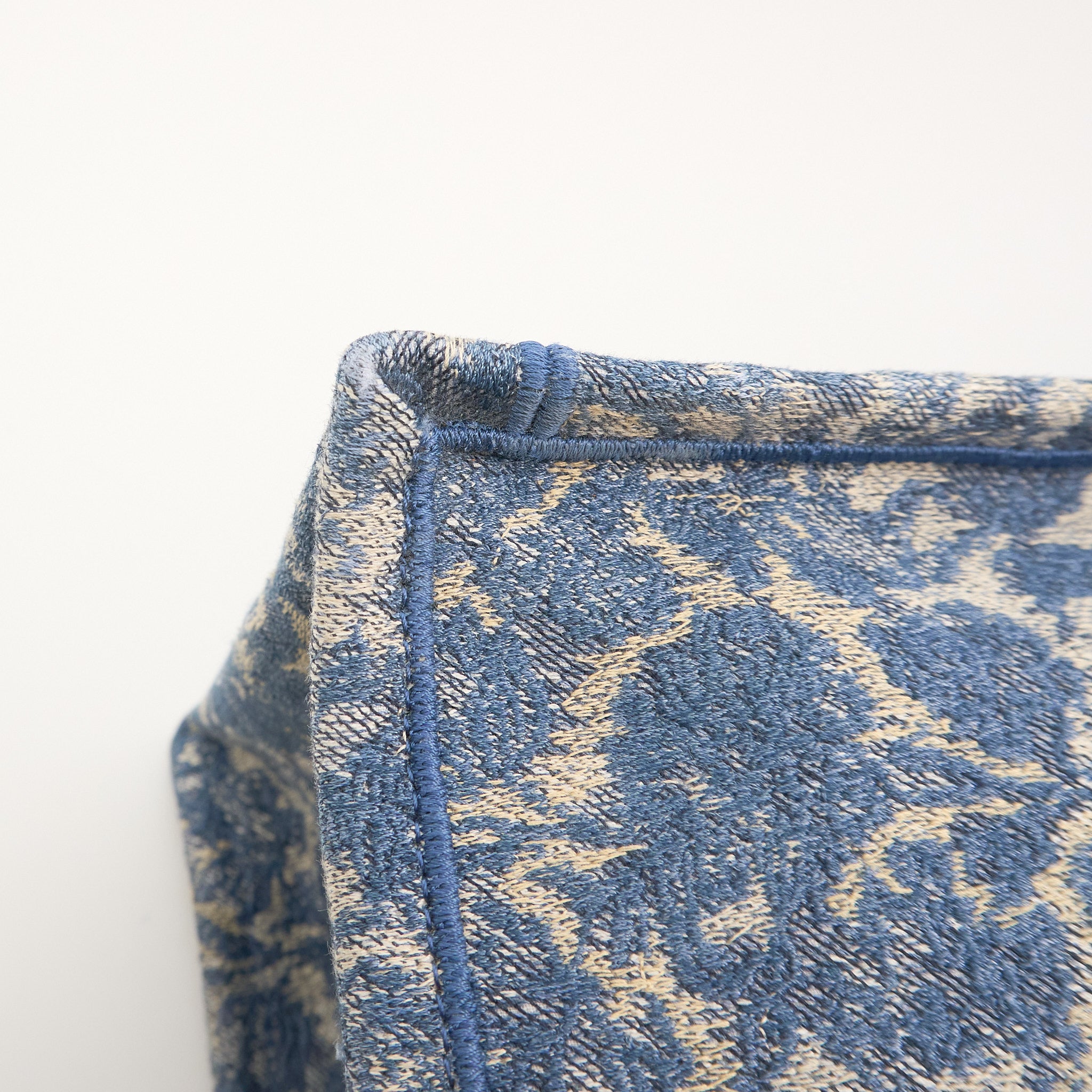 Christian Dior Canvas Embroidered Large Brocart Book Tote Blue