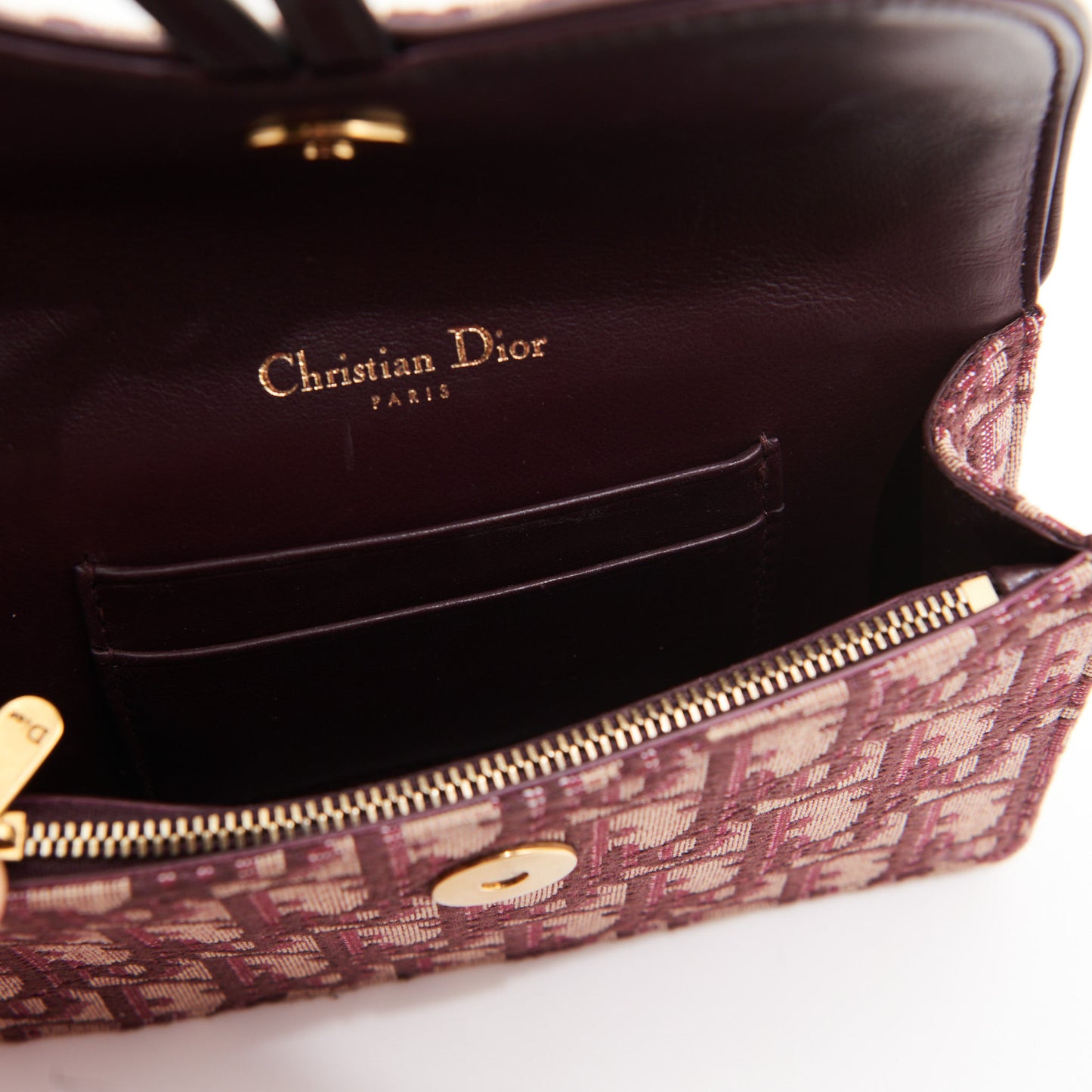 Christian Dior Canvas Saddle Belt Bag in Burgundy Monogram GHW