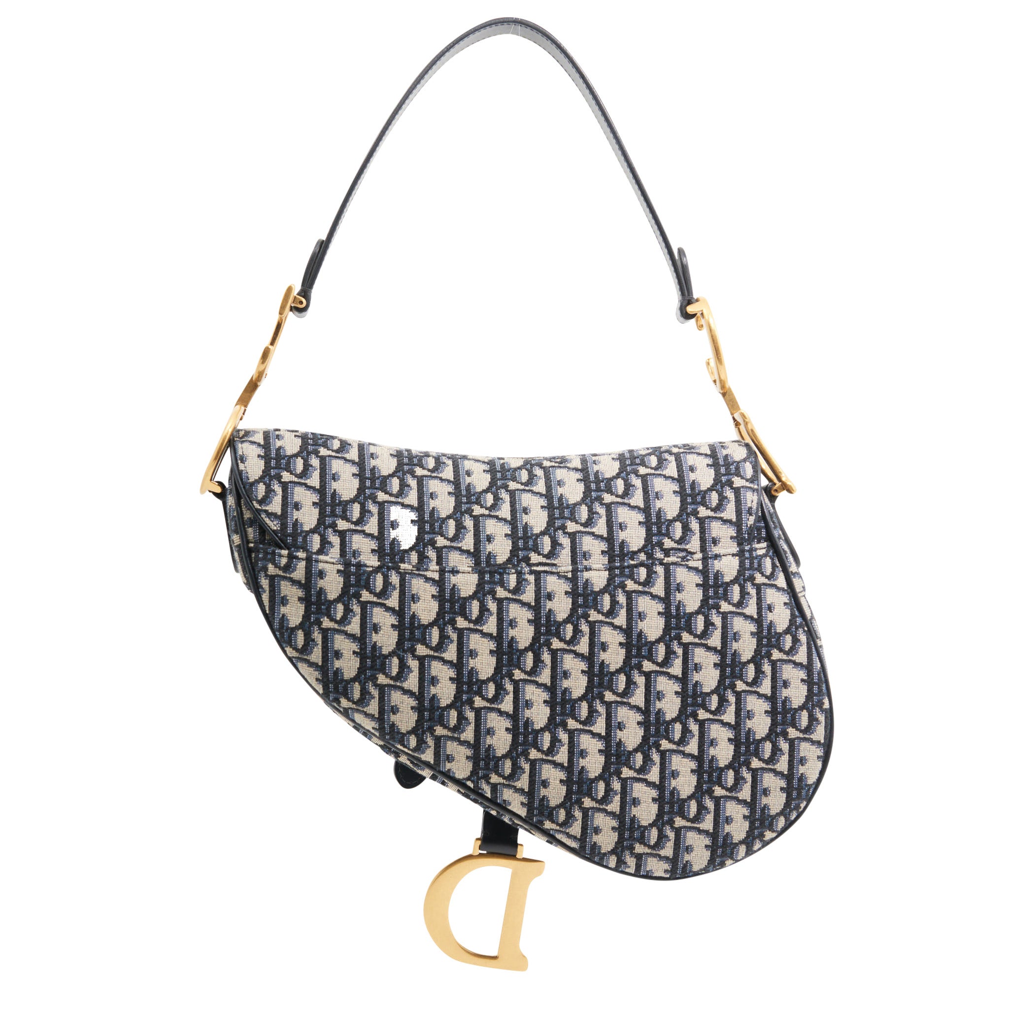 Christian Dior Canvas Saddle Medium in Blue Oblique Jacquard GHW