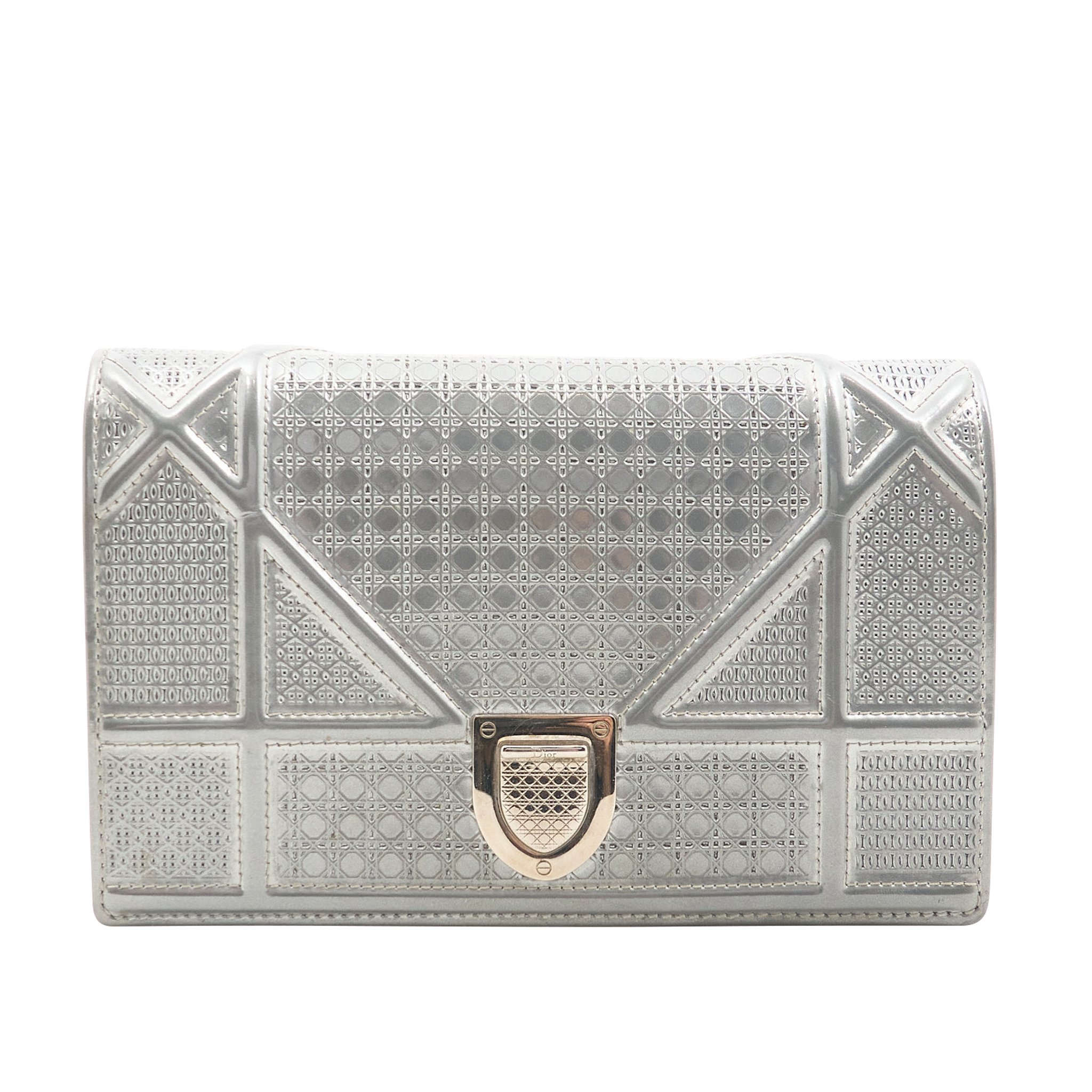 Christian Dior Diorama Wallet On Chain Silver