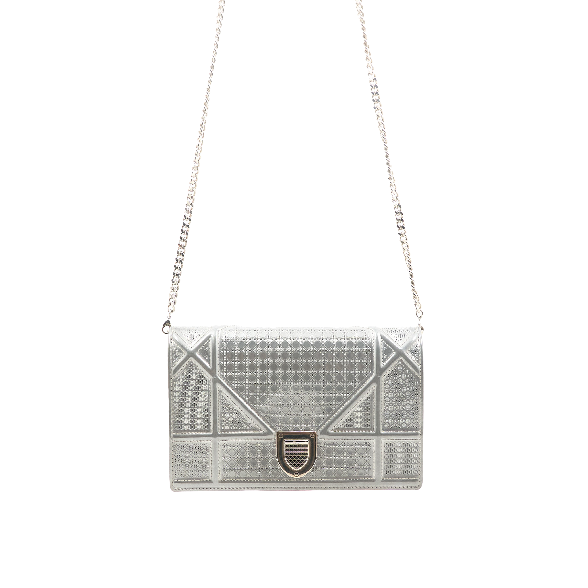 Christian Dior Diorama Wallet On Chain Silver
