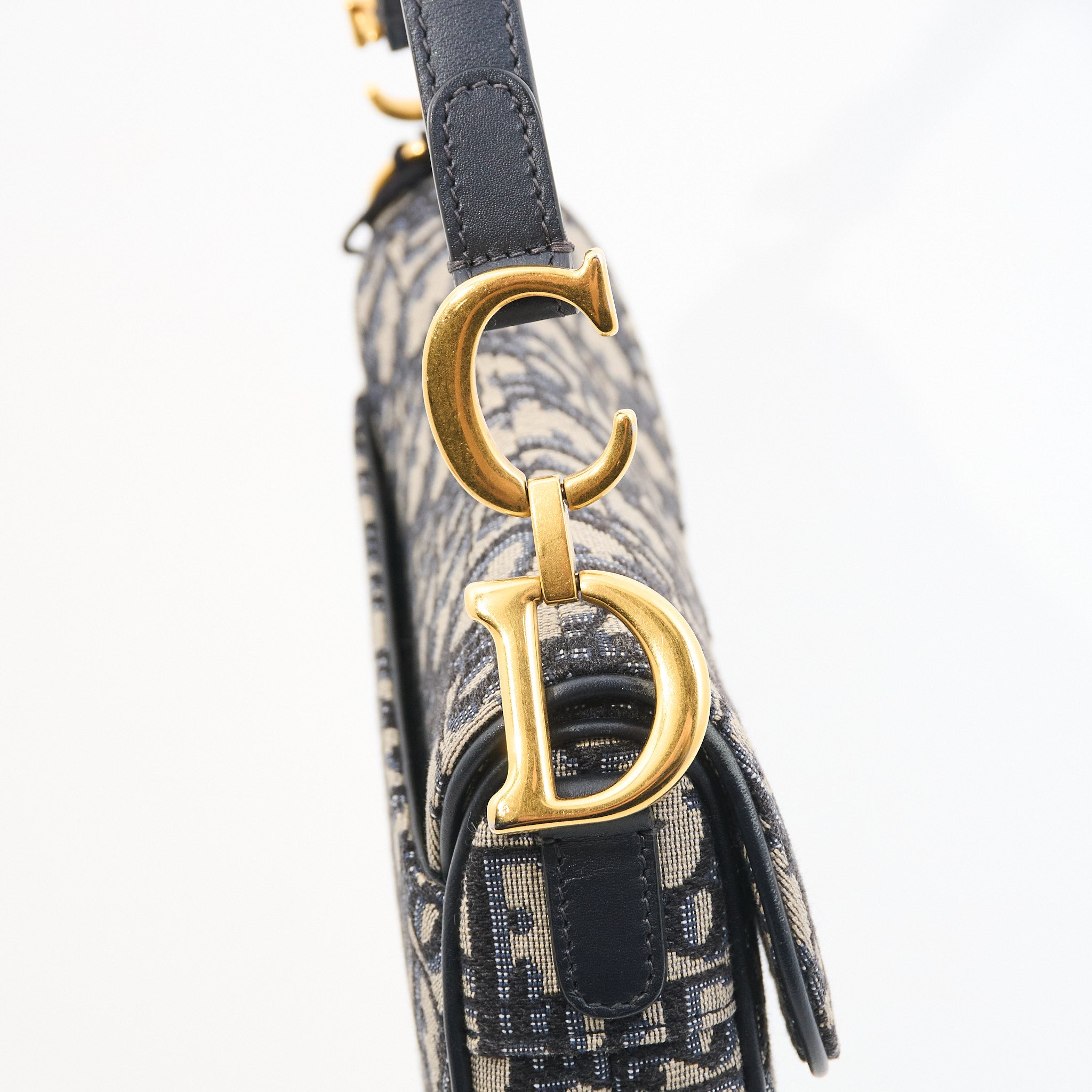 Christian Dior Mini Saddle Bag in Blue Jacquard Oblique