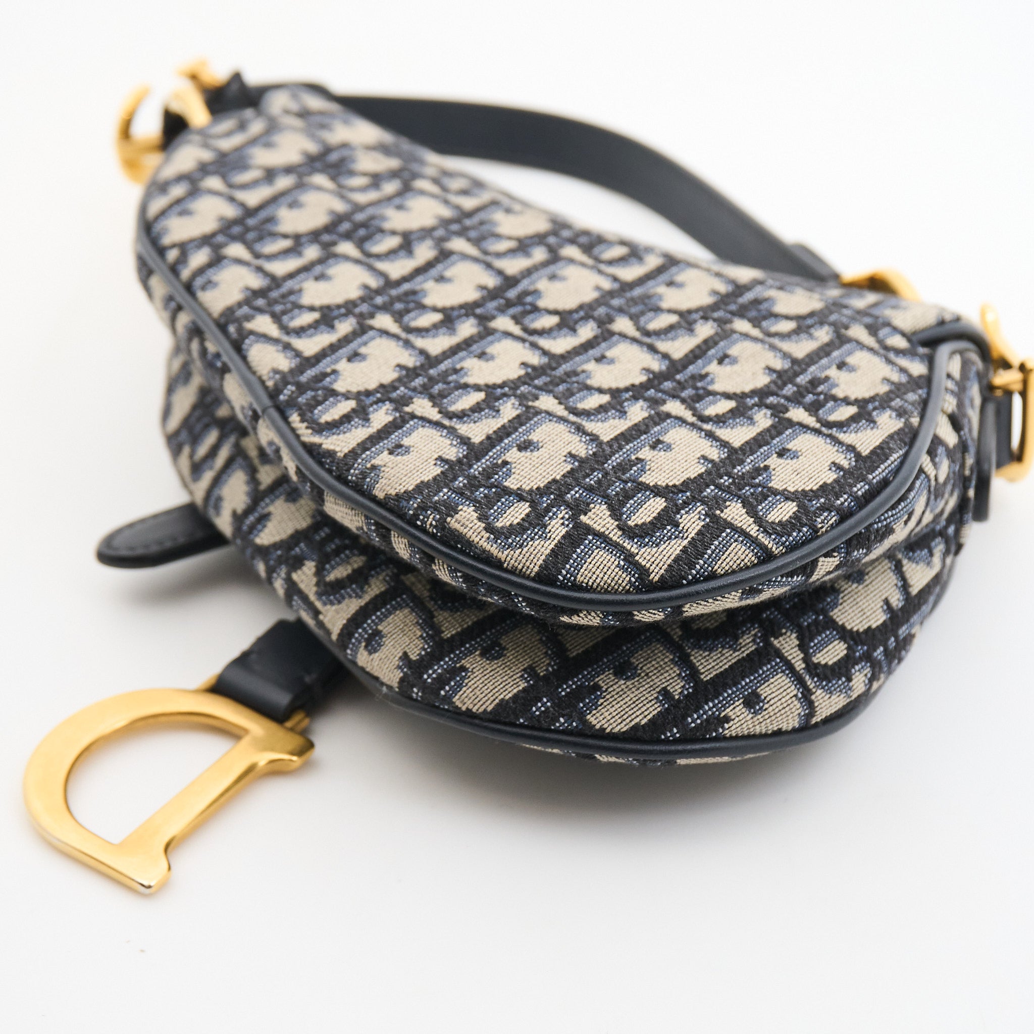 Christian Dior Mini Saddle Bag in Blue Jacquard Oblique