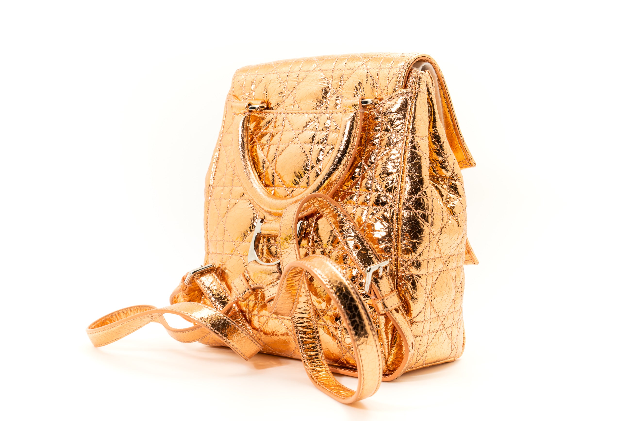 Christian Dior Patent Leather Stardust Backpack in Rose Gold GHW