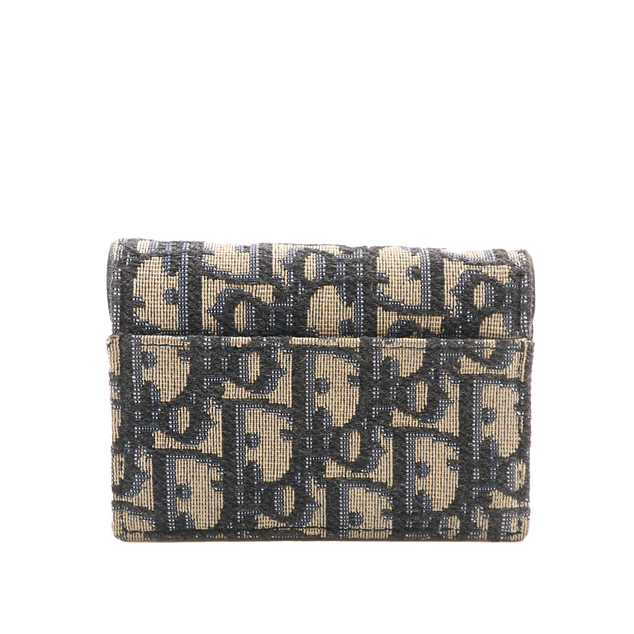 Christian Dior Saddle Card Holder Blue Dior Oblique Jacquard