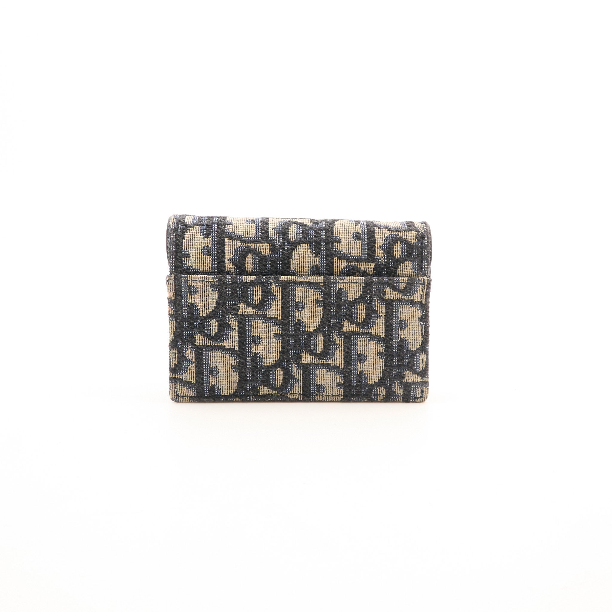 Christian Dior Saddle Card Holder Blue Dior Oblique Jacquard