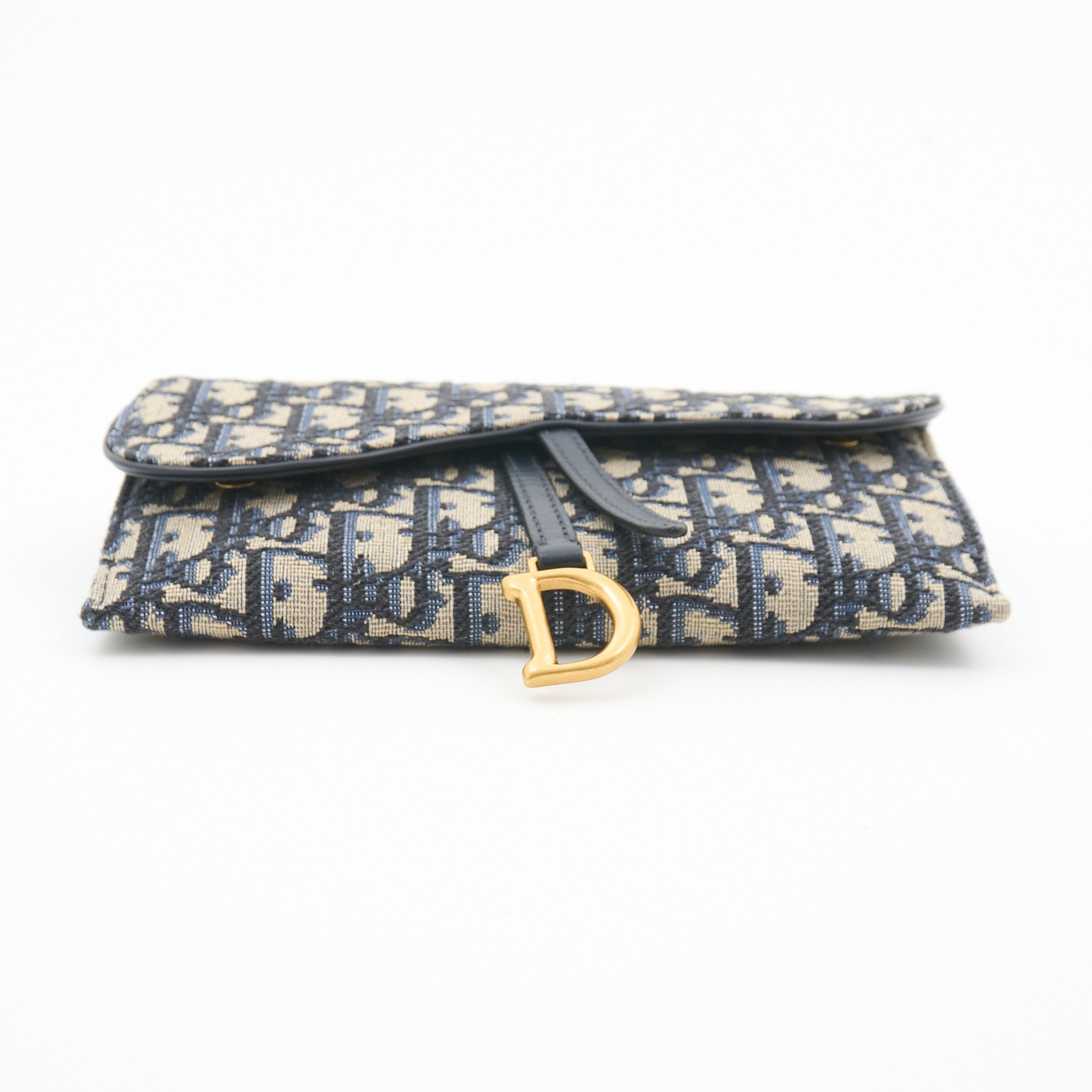 Christian Dior Saddle Wallet on Chain in Blue Oblique Monogram