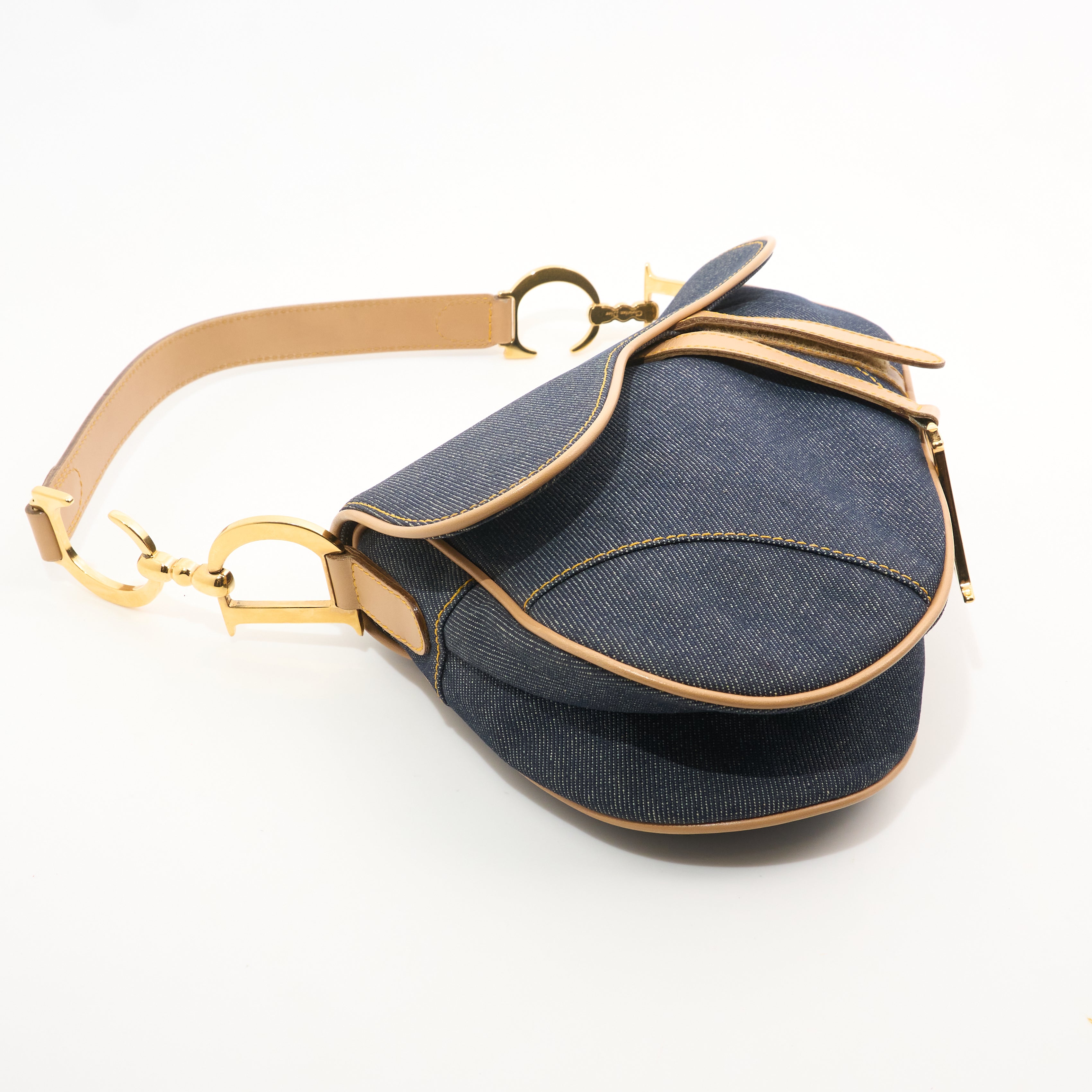 Christian Dior Vintage Denim Saddle Bag