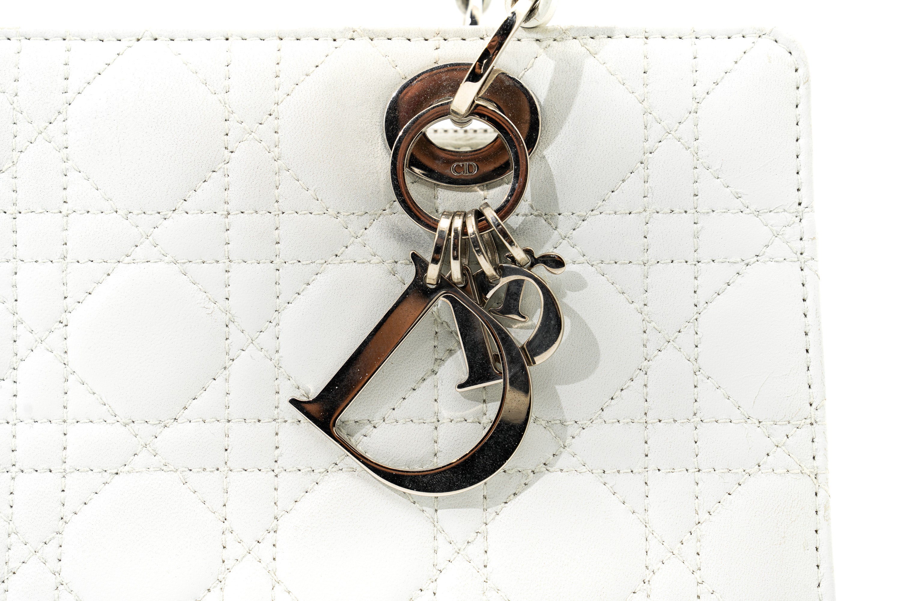 Christian Dior Vintage Leather Lady D-Joy in White GHW