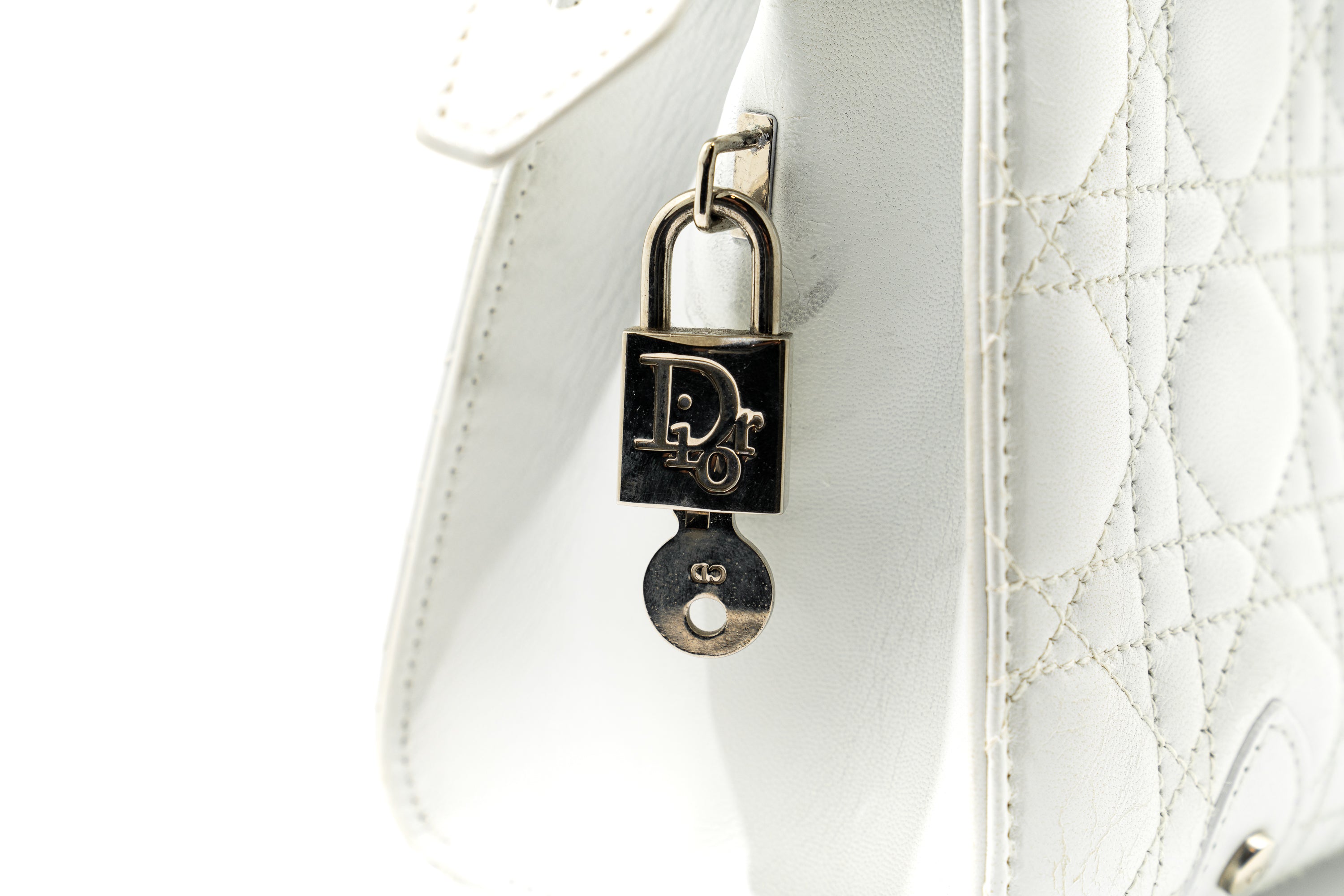 Christian Dior Vintage Leather Lady D-Joy in White GHW