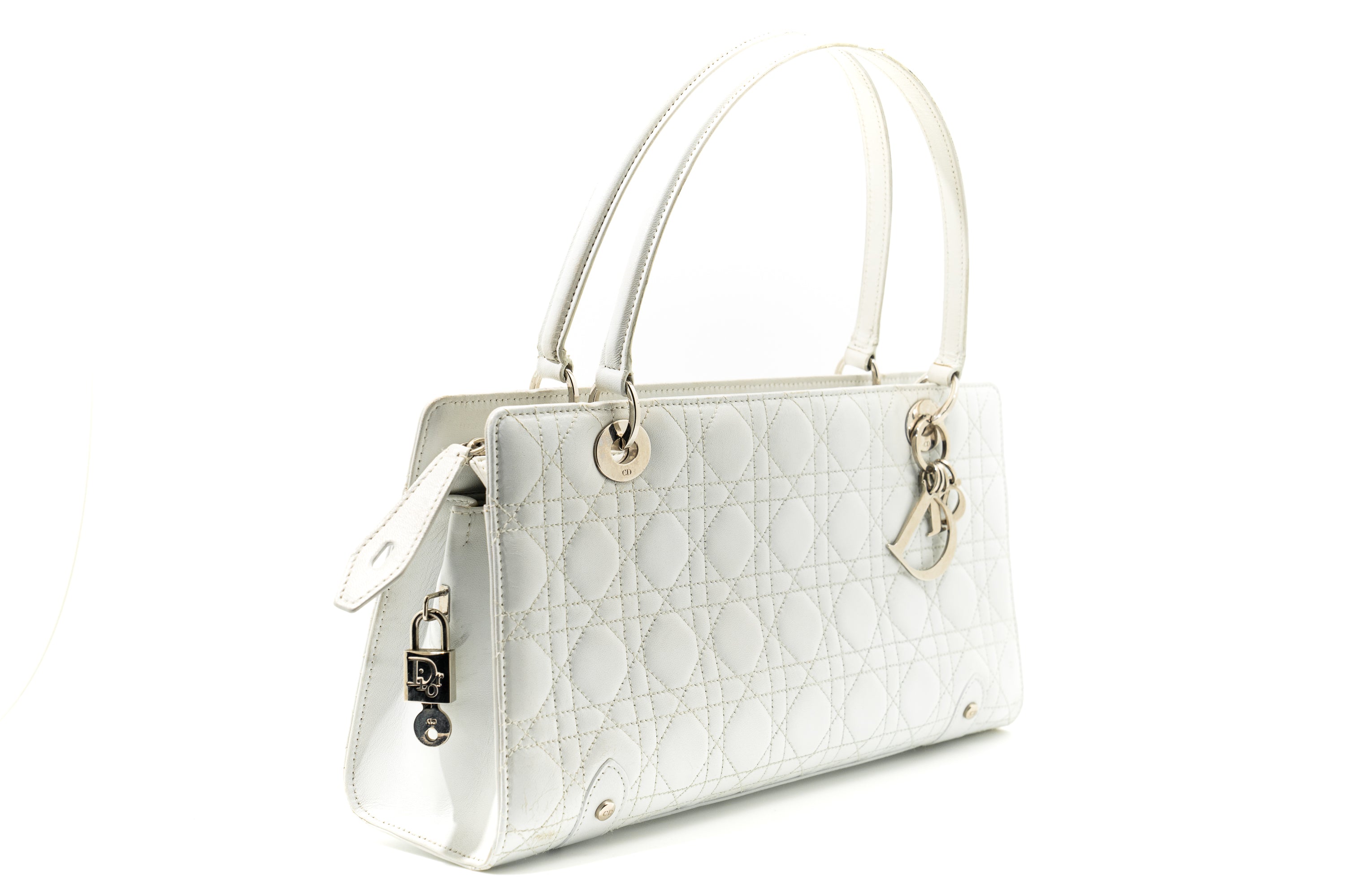 Christian Dior Vintage Leather Lady D-Joy in White GHW