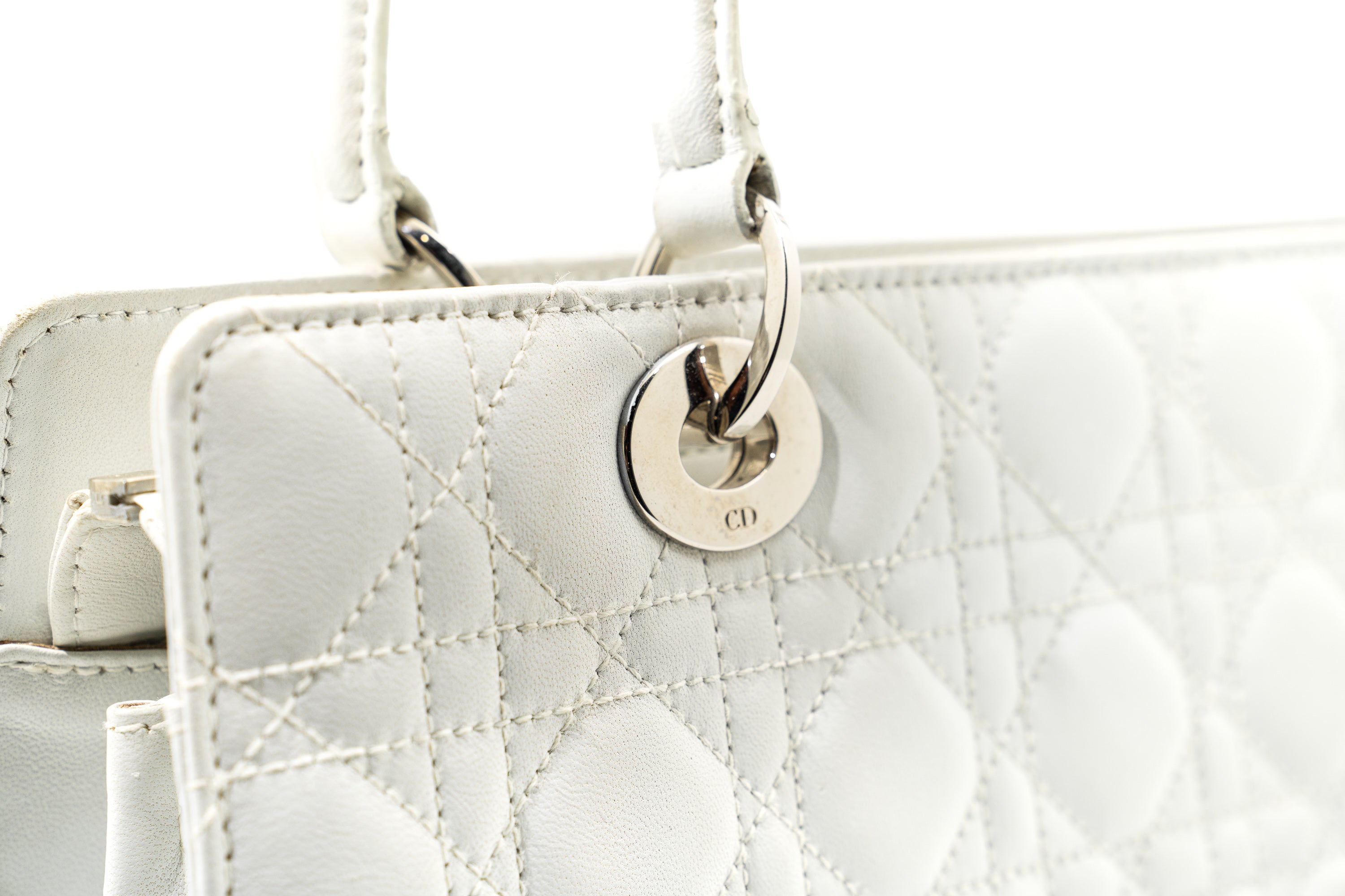 Christian Dior Vintage Leather Lady D-Joy in White GHW