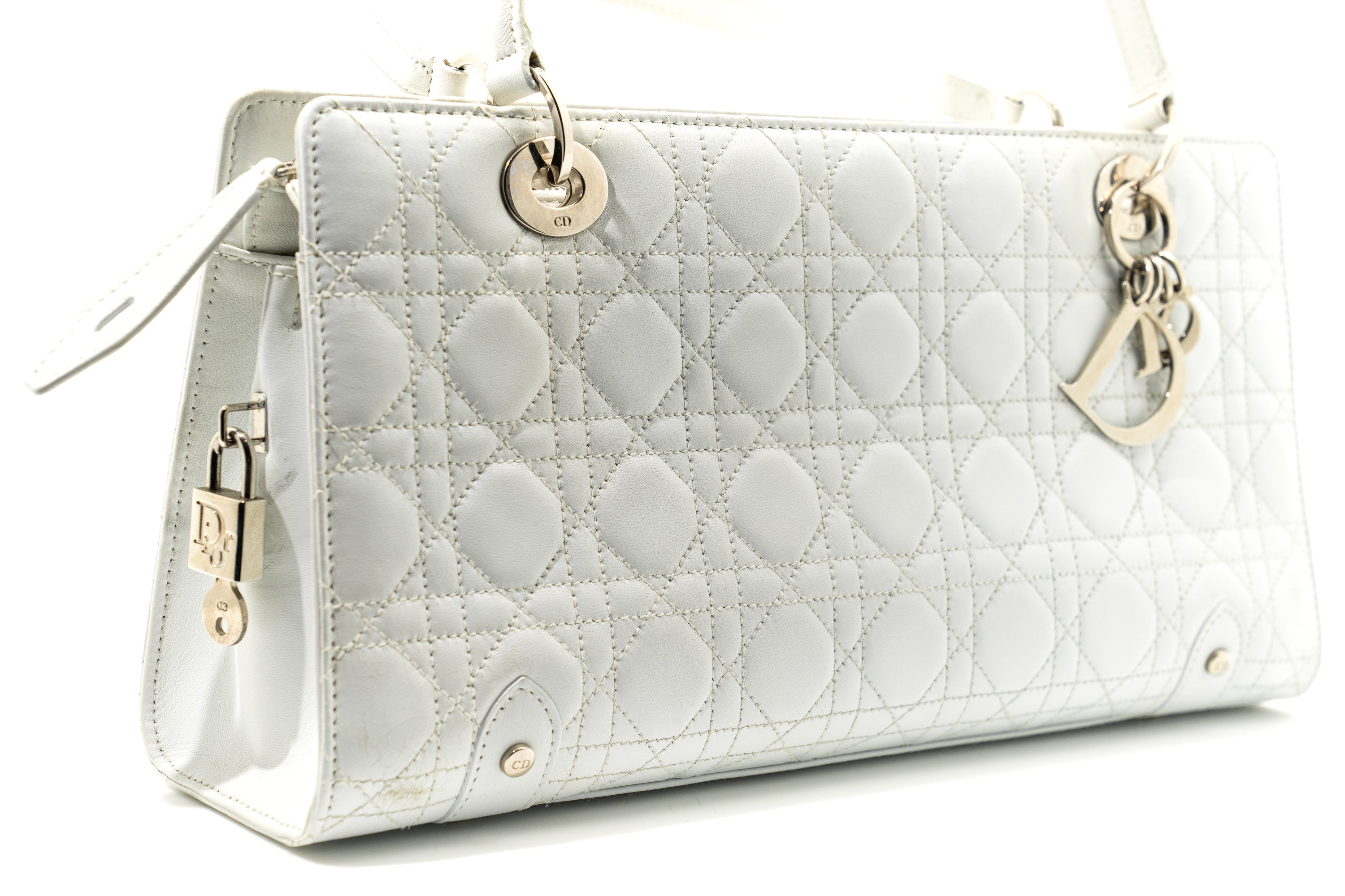 Christian Dior Vintage Leather Lady D-Joy in White GHW