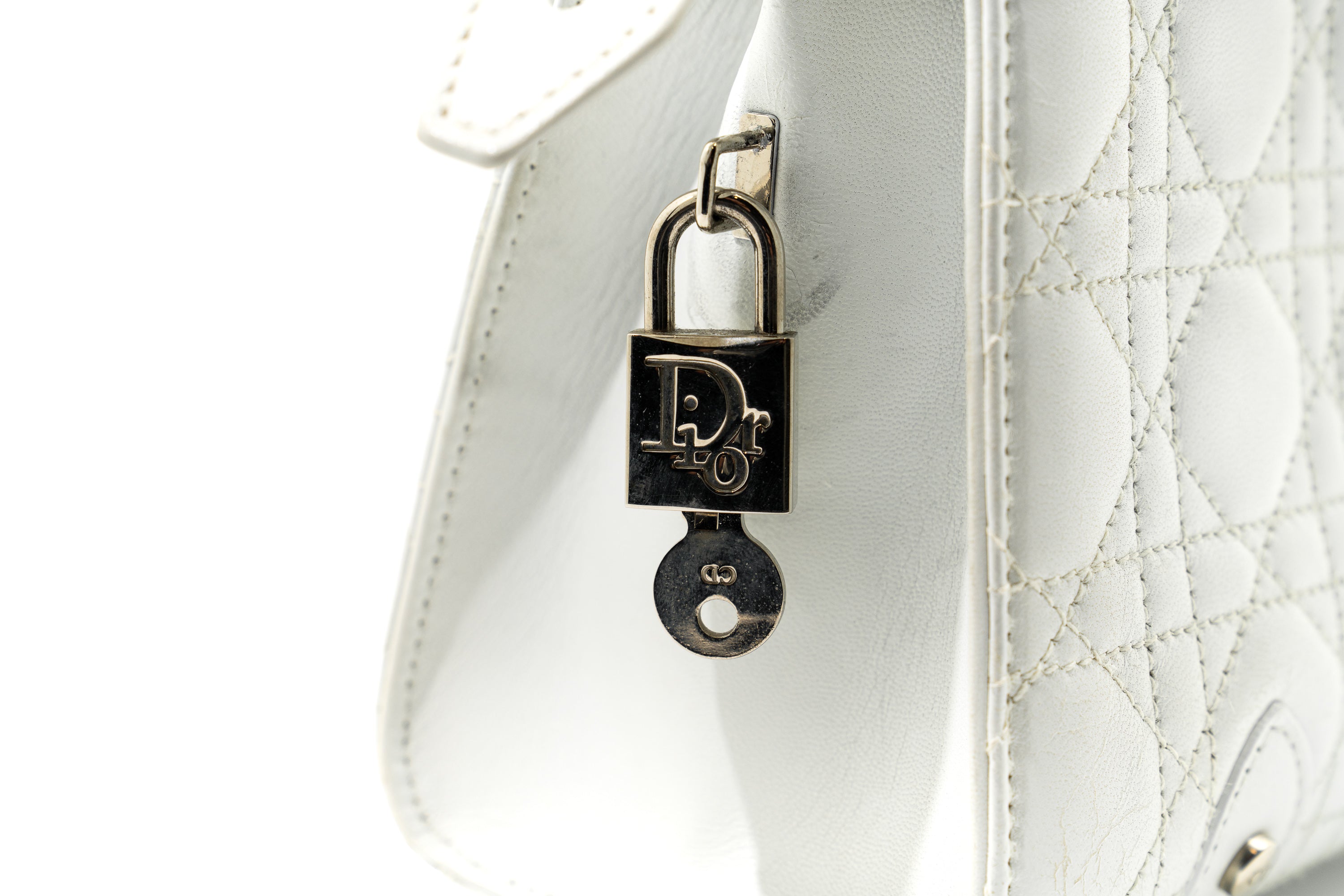 Christian Dior Vintage Leather Lady D-Joy in White GHW