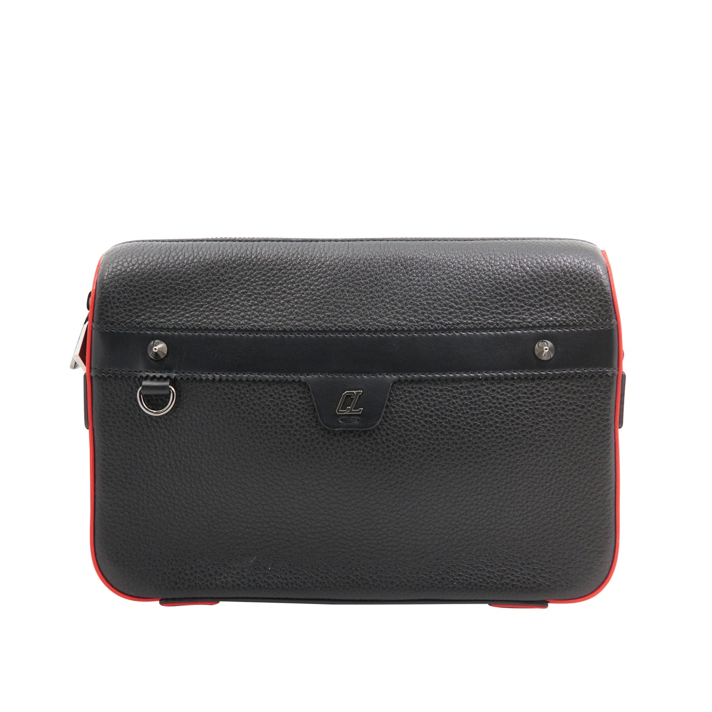 Christian Louboutin Leather Zip Pouch in Black and Red SHW