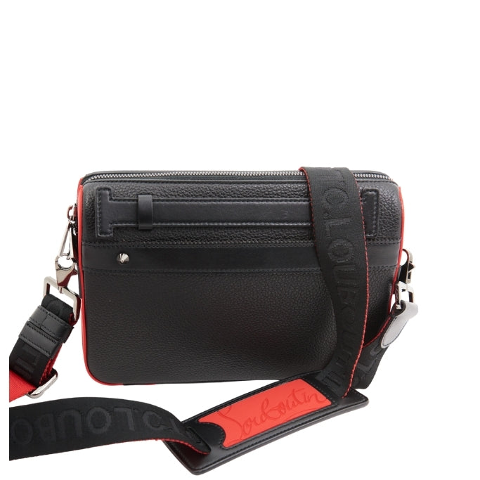 Christian Louboutin Leather Zip Pouch in Black and Red SHW