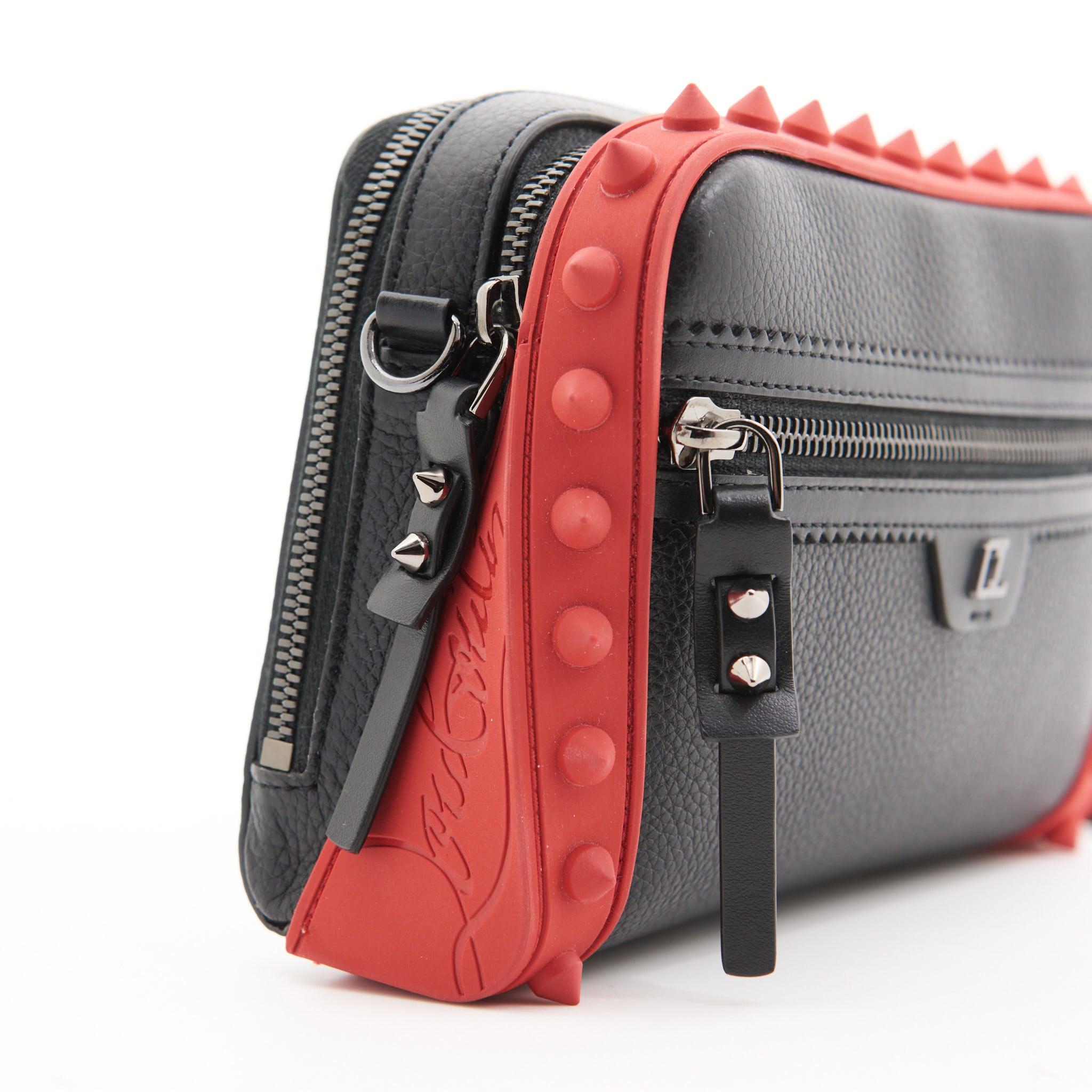 Christian Louboutin Zip Crossbody Bag in Black & Red