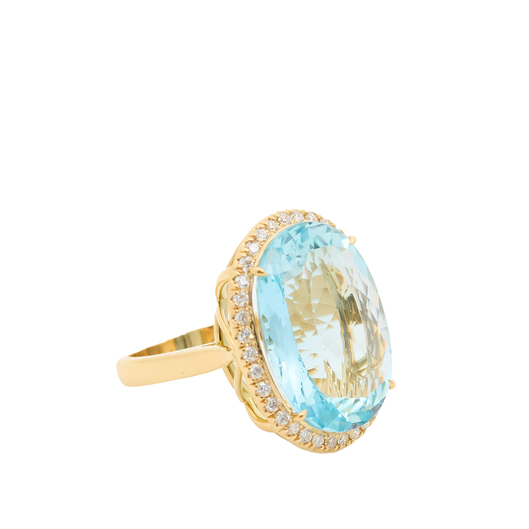 Bespoke Aquamarine & Diamonds Cluster Ring
