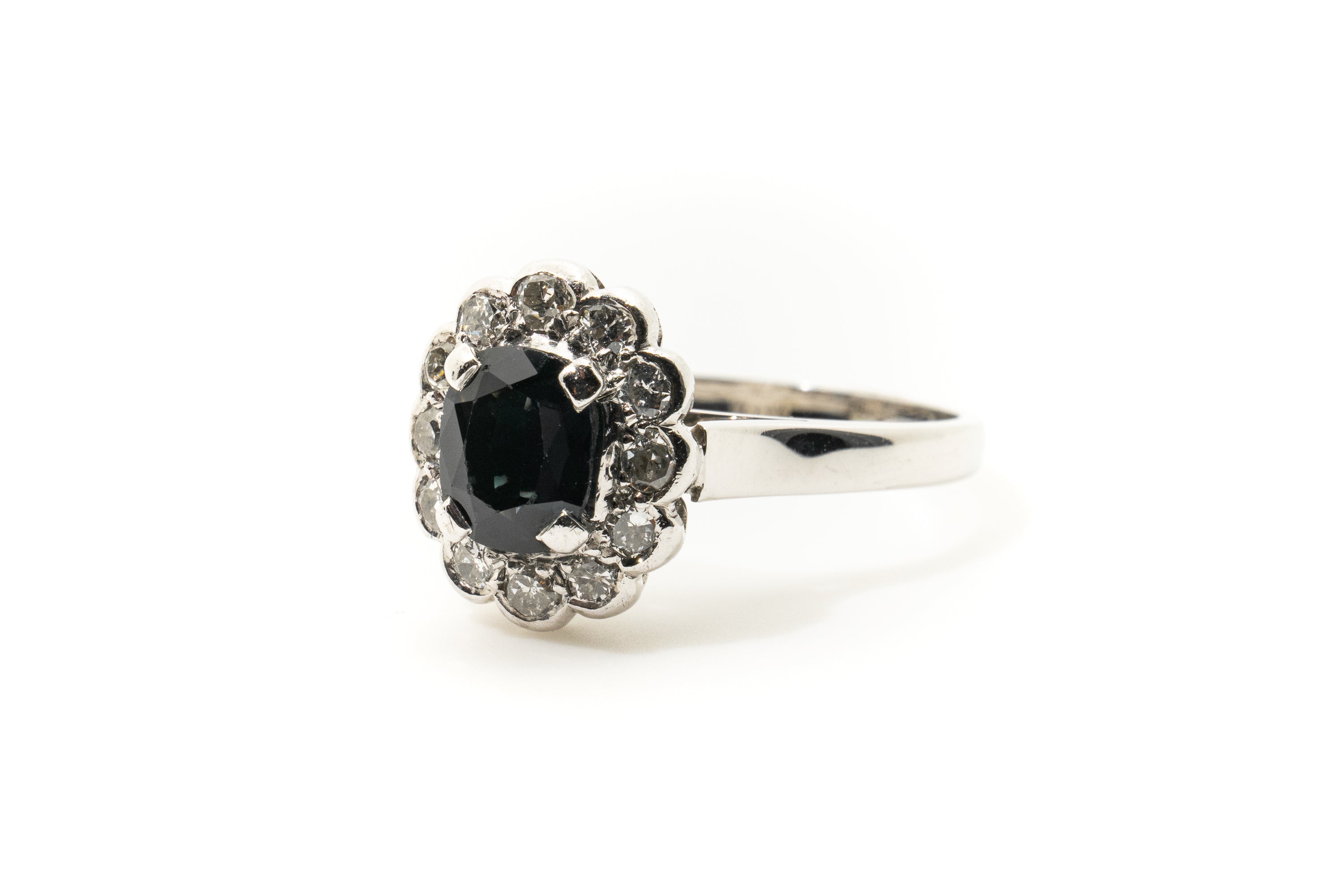 Custom 18ct White Gold Sapphire Diamond Ring