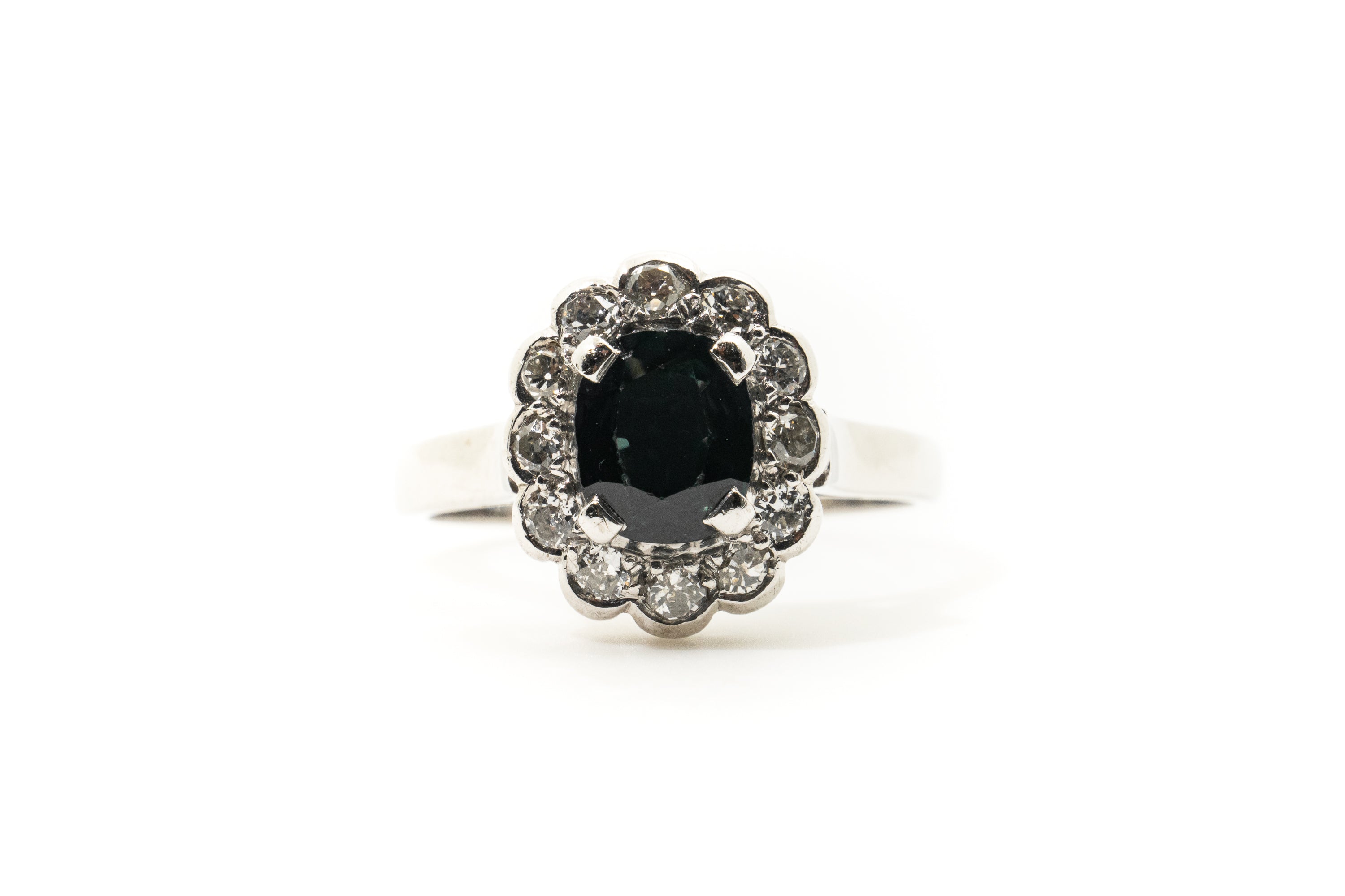 Custom 18ct White Gold Sapphire Diamond Ring
