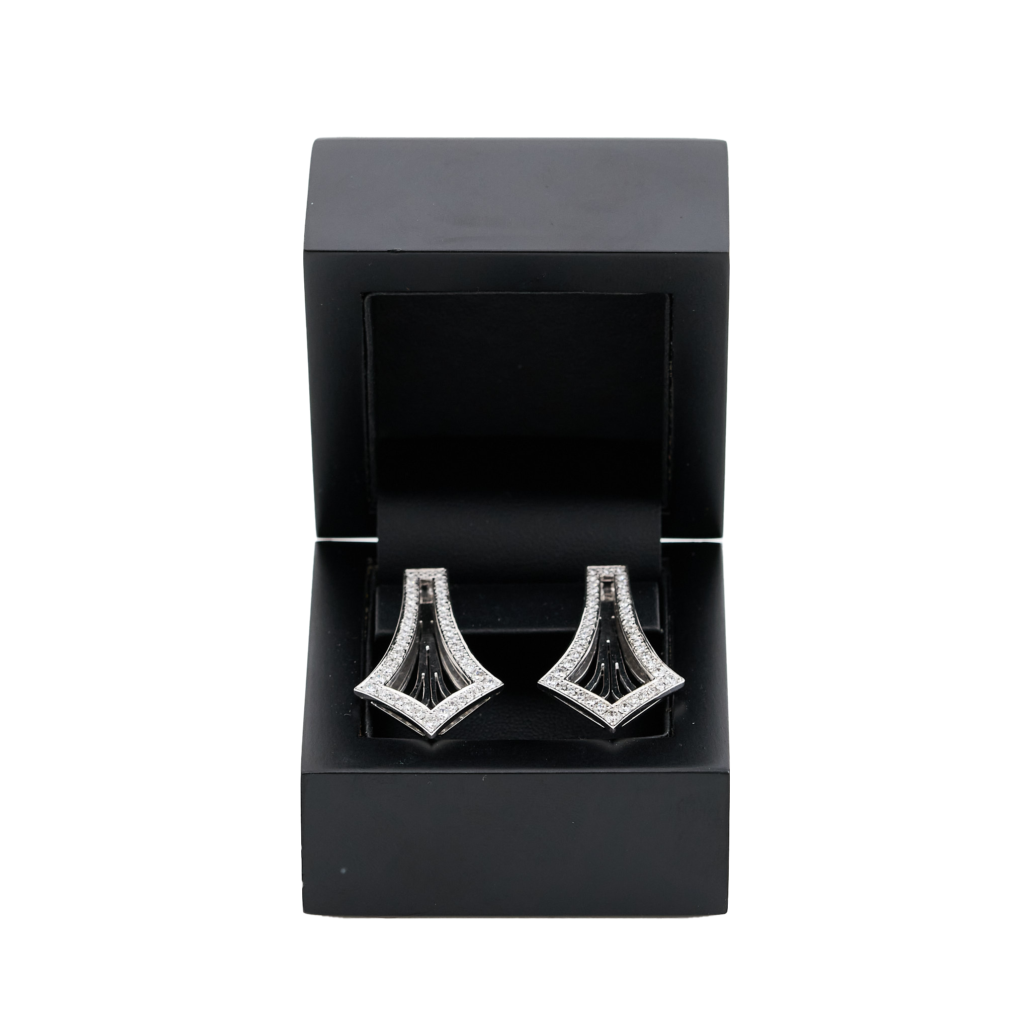 Custom by MV&Co 18ct White Gold & Diamond Drop Art Deco Earrings