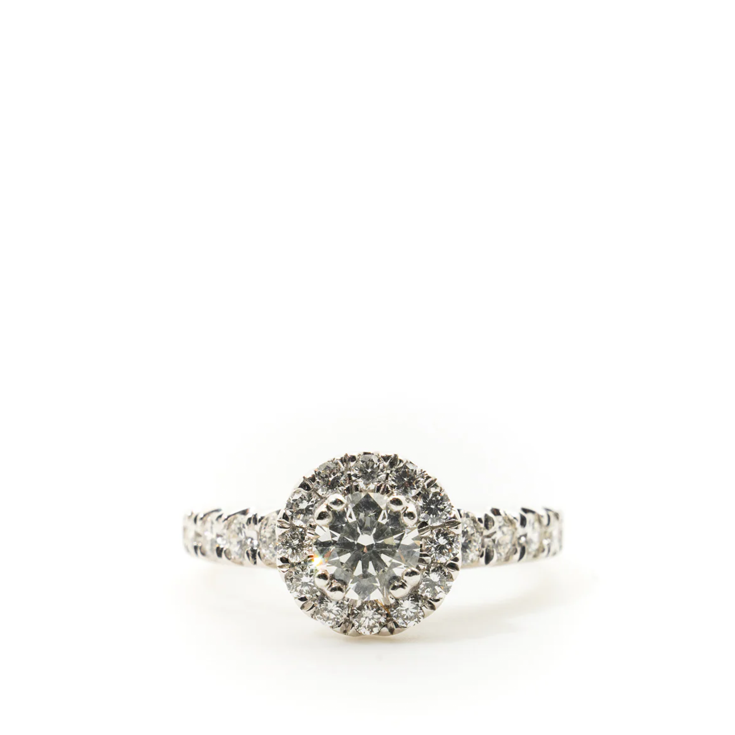 Custom Halo 18ct White Gold With Diamonds Ring