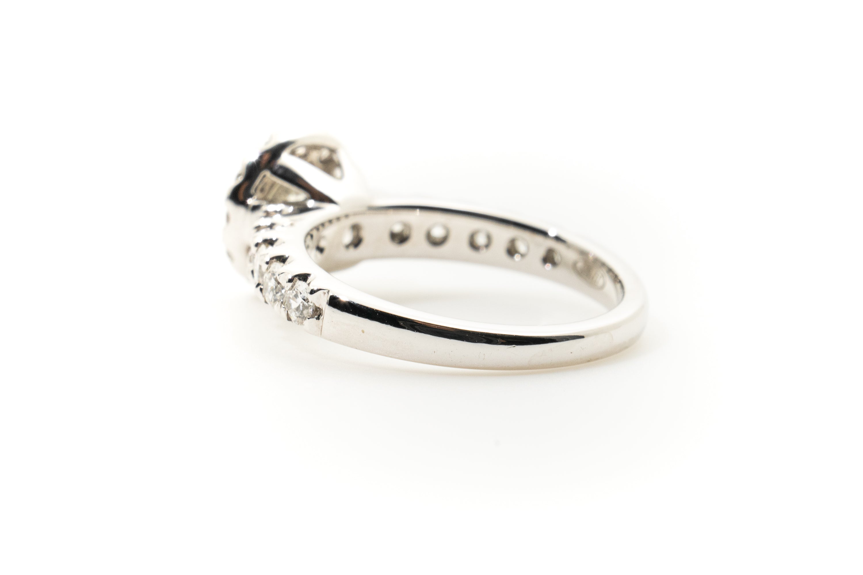 Custom Halo 18ct White Gold With Diamonds Ring