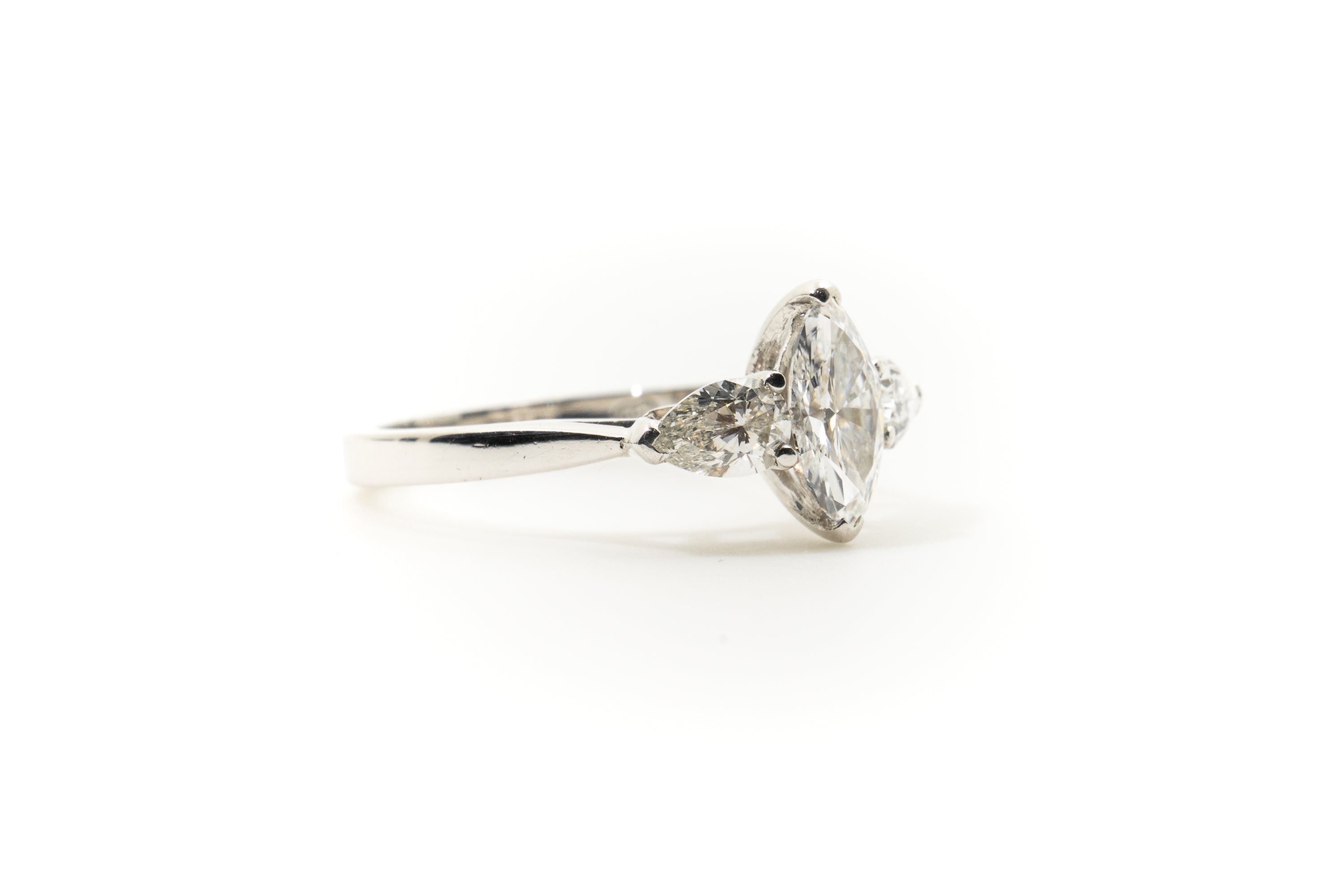 Custom Marquise Cut 3-Stone Diamond Ring