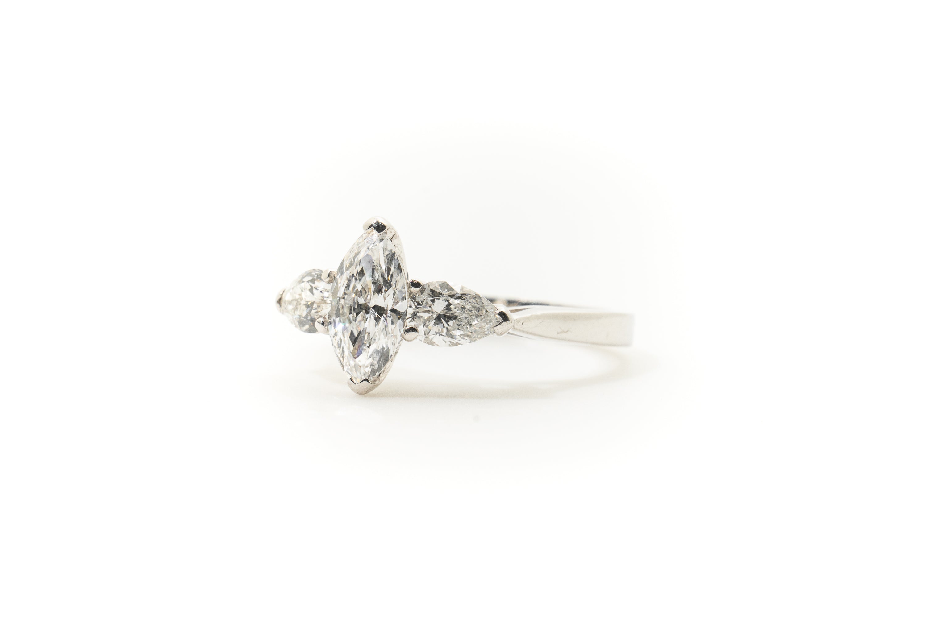 Custom Marquise Cut 3-Stone Diamond Ring
