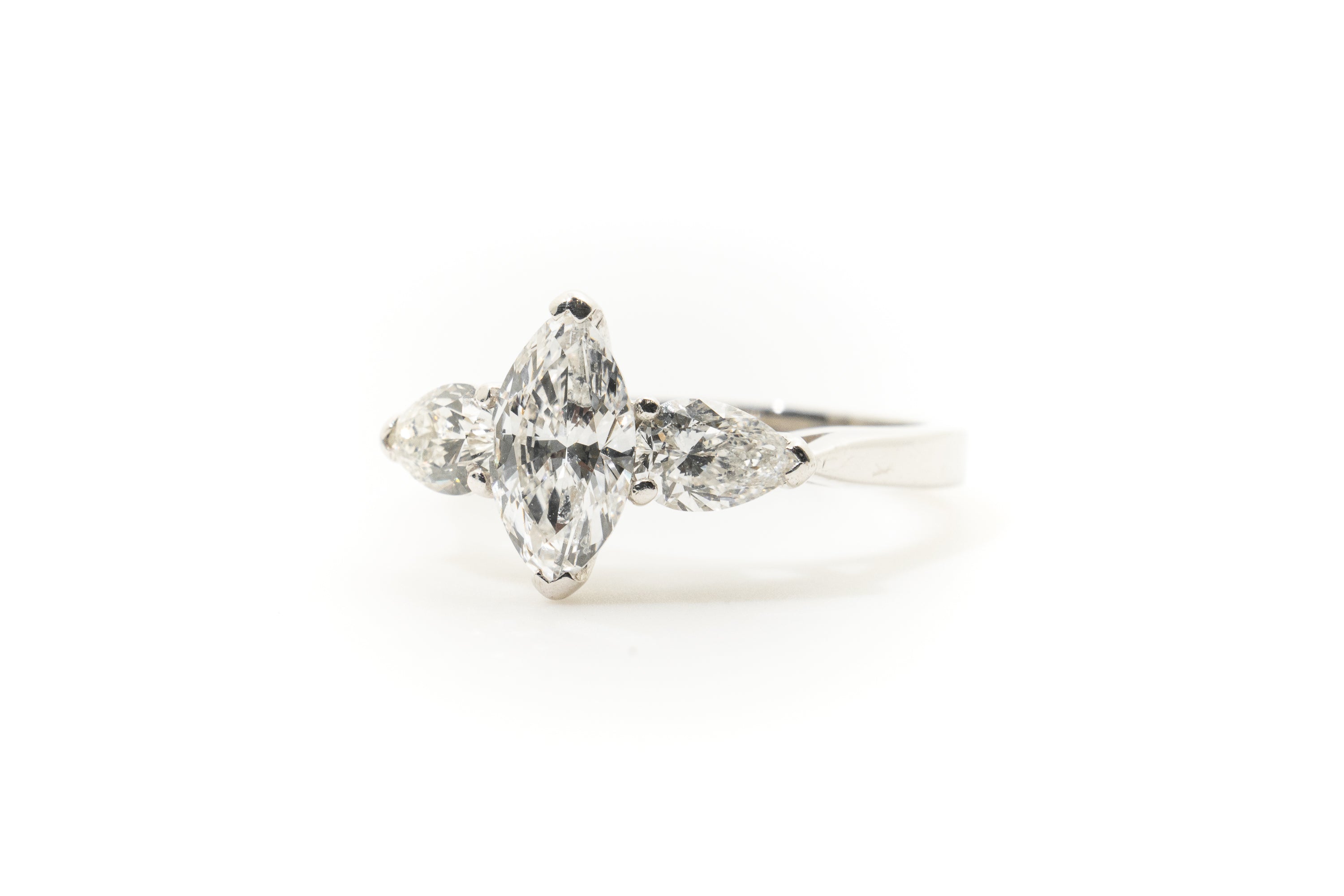 Custom Marquise Cut 3-Stone Diamond Ring