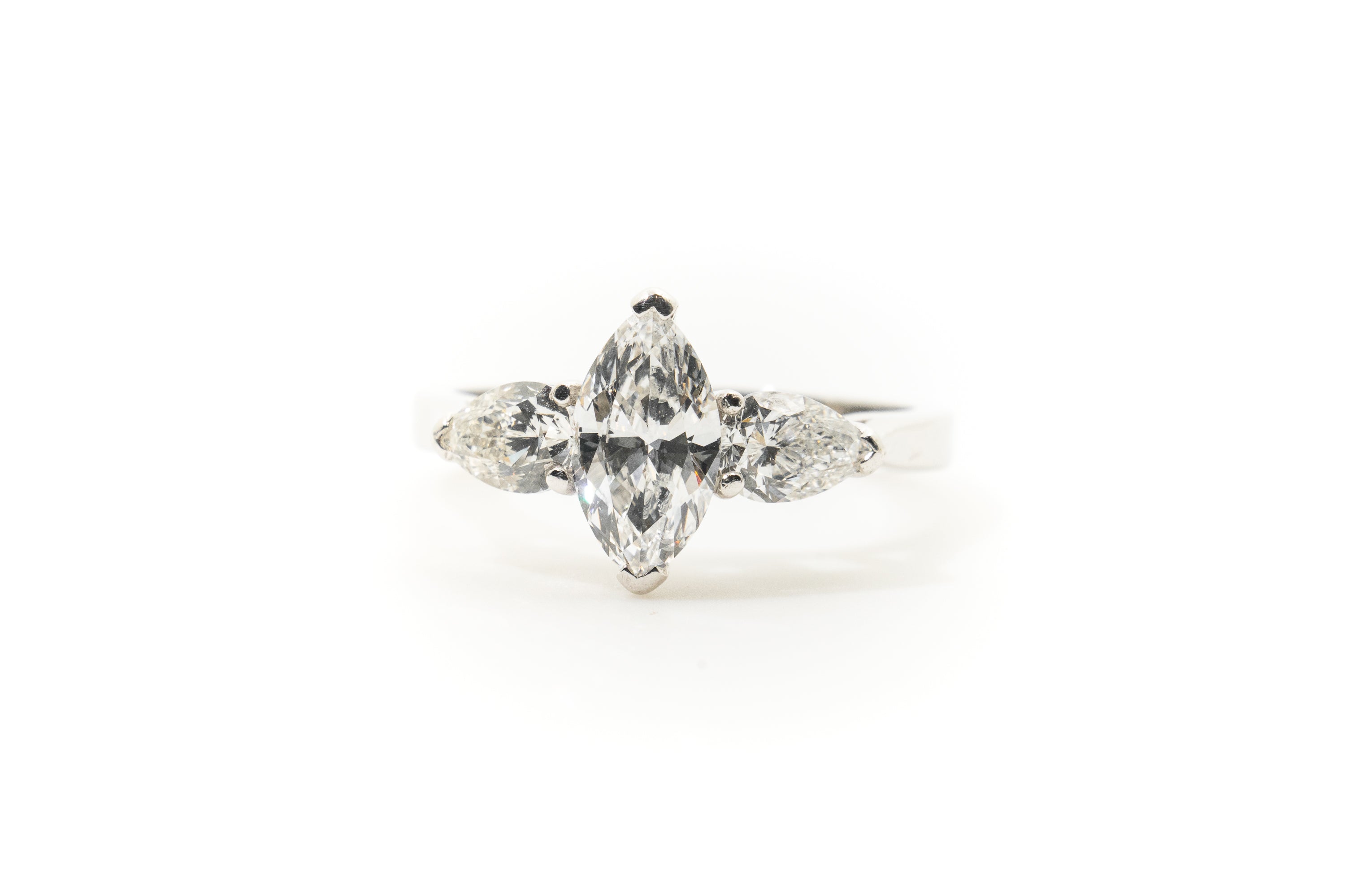 Custom Marquise Cut 3-Stone Diamond Ring