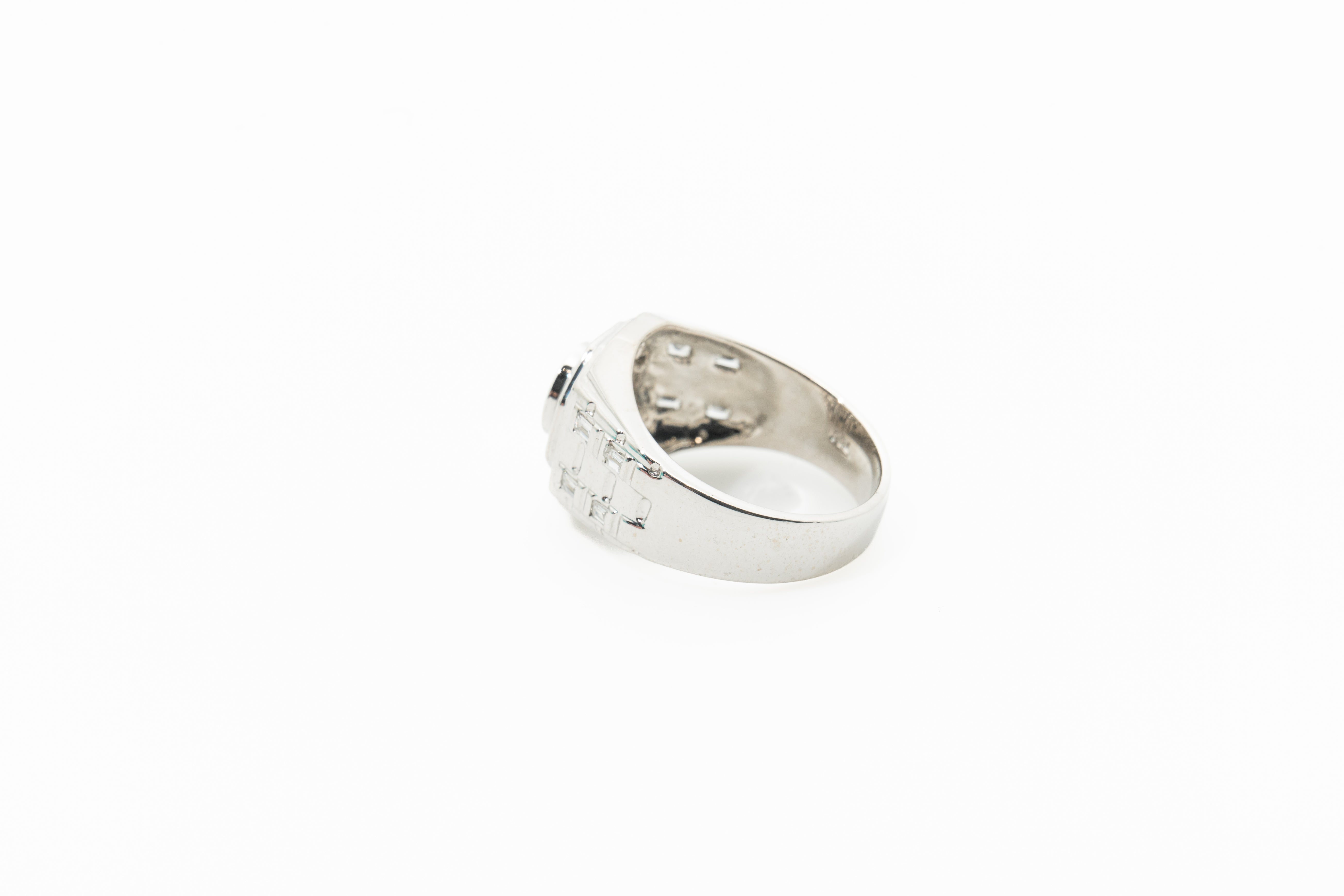 Custom Octagon Signet 50pt 18ct White Gold Diamond Ring